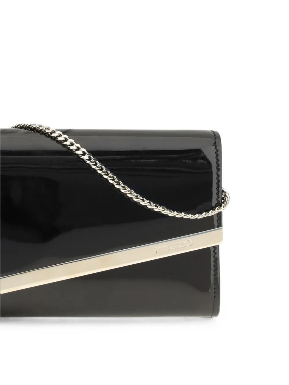 Jimmy Choo Emmie lakleren clutch Zwart