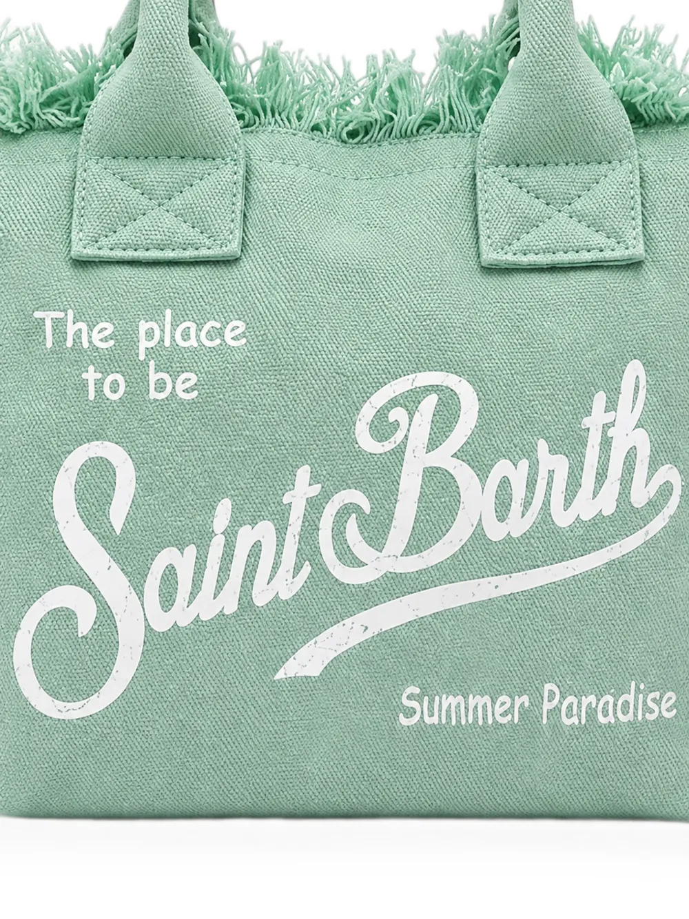 MC2 Saint Barth Shopper met logo-print en franje Groen