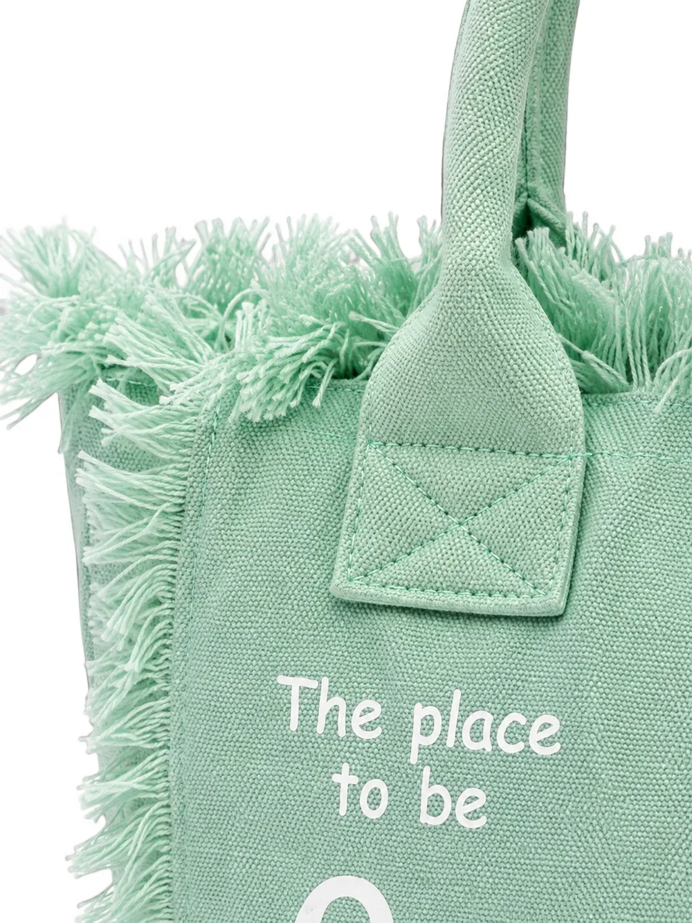 MC2 Saint Barth Shopper met logo-print en franje Groen