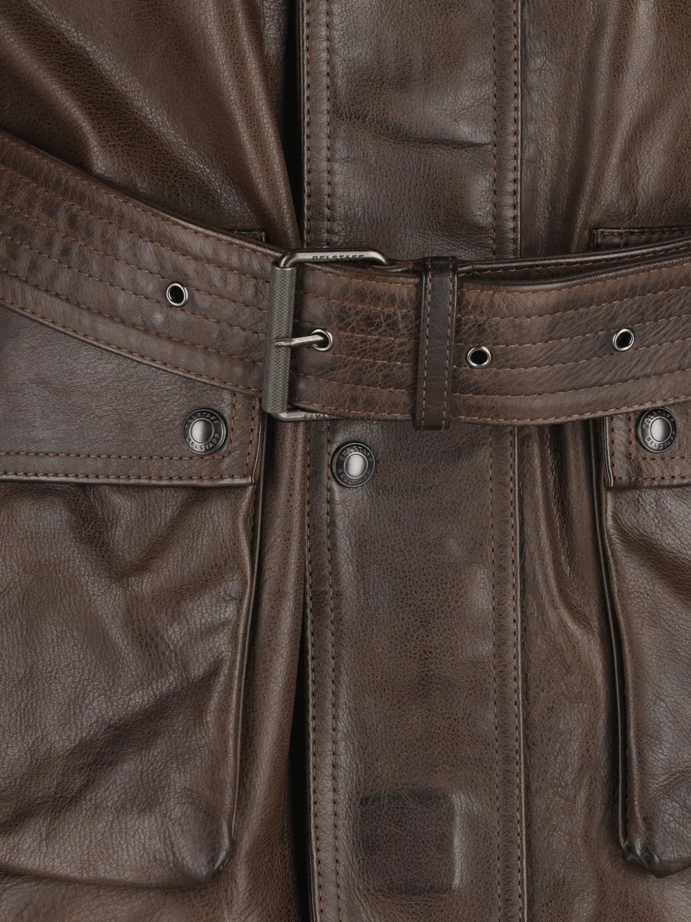 Belstaff Trailmaster leren jack met ceintuur Bruin