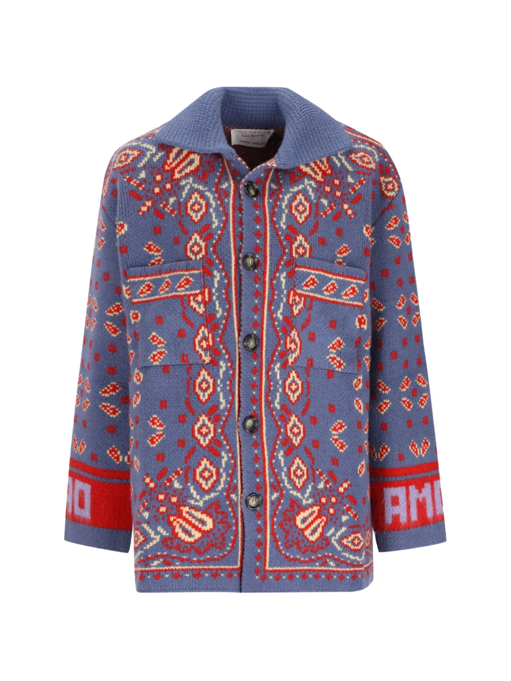 Giada Benincasa Soho Intarsia-knit Button-up Cardigan In Blue