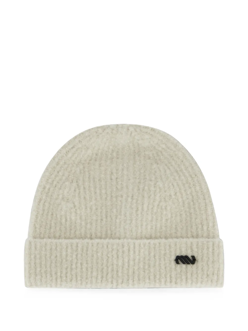 Massimo Osti Studio Felted logo-plaque ribbed beanie hat - Toni neutri