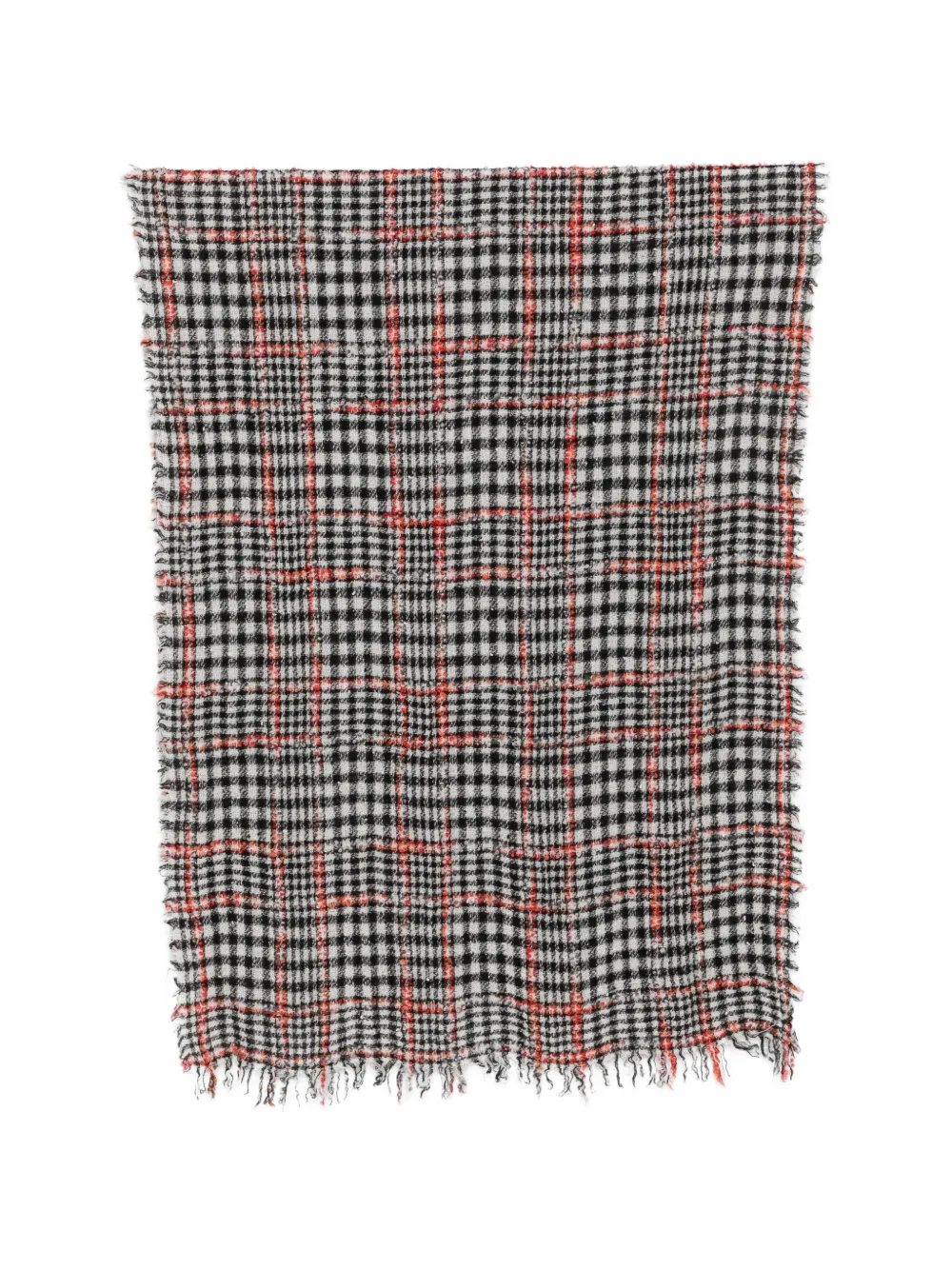 Faliero Sarti check-pattern frayed-edge scarf - Bianco