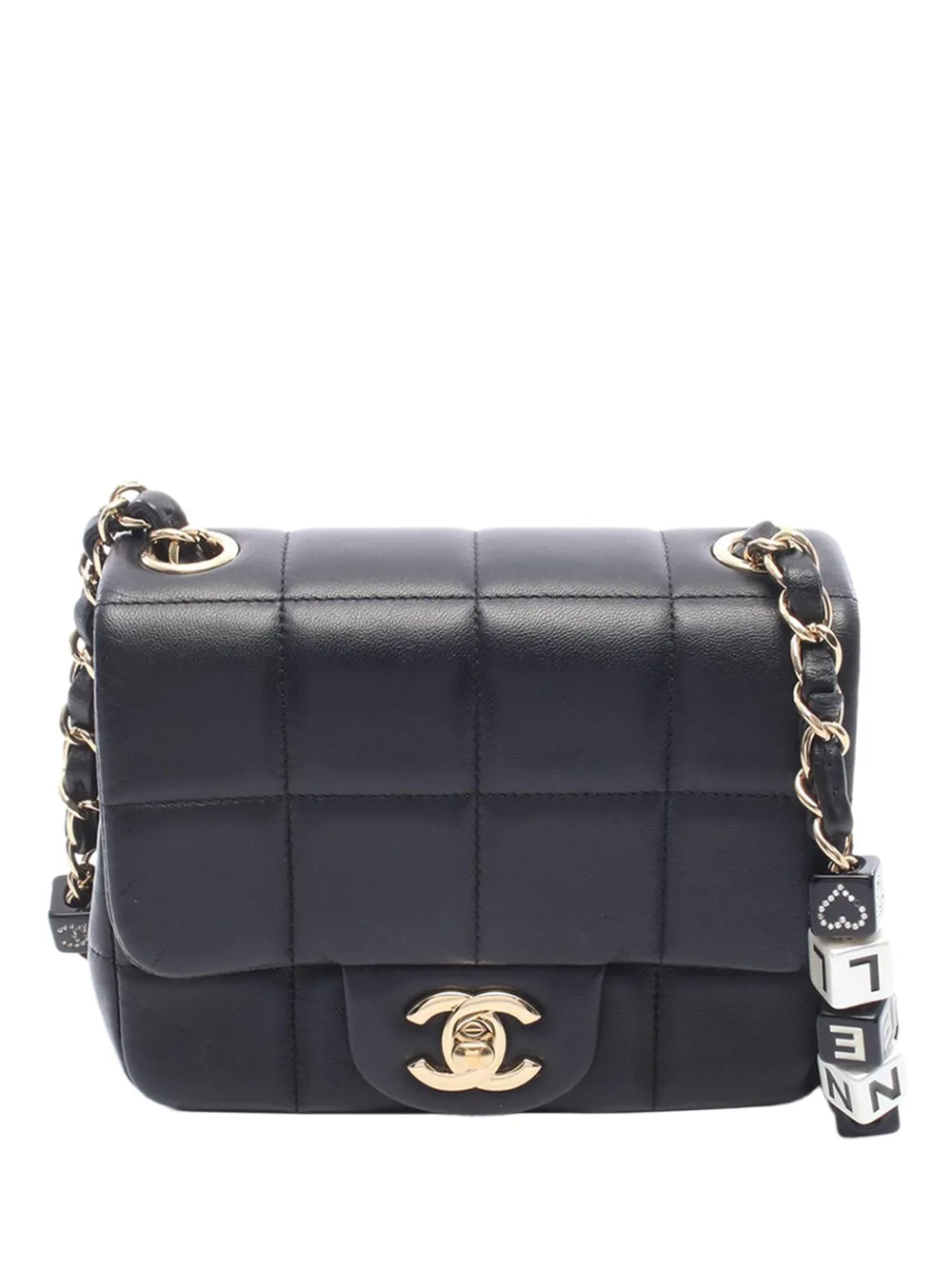 CHANEL Pre-Owned Borsa a tracolla Chocolate Bar mini in pelle di agnello con battente 2021-2026 - Nero