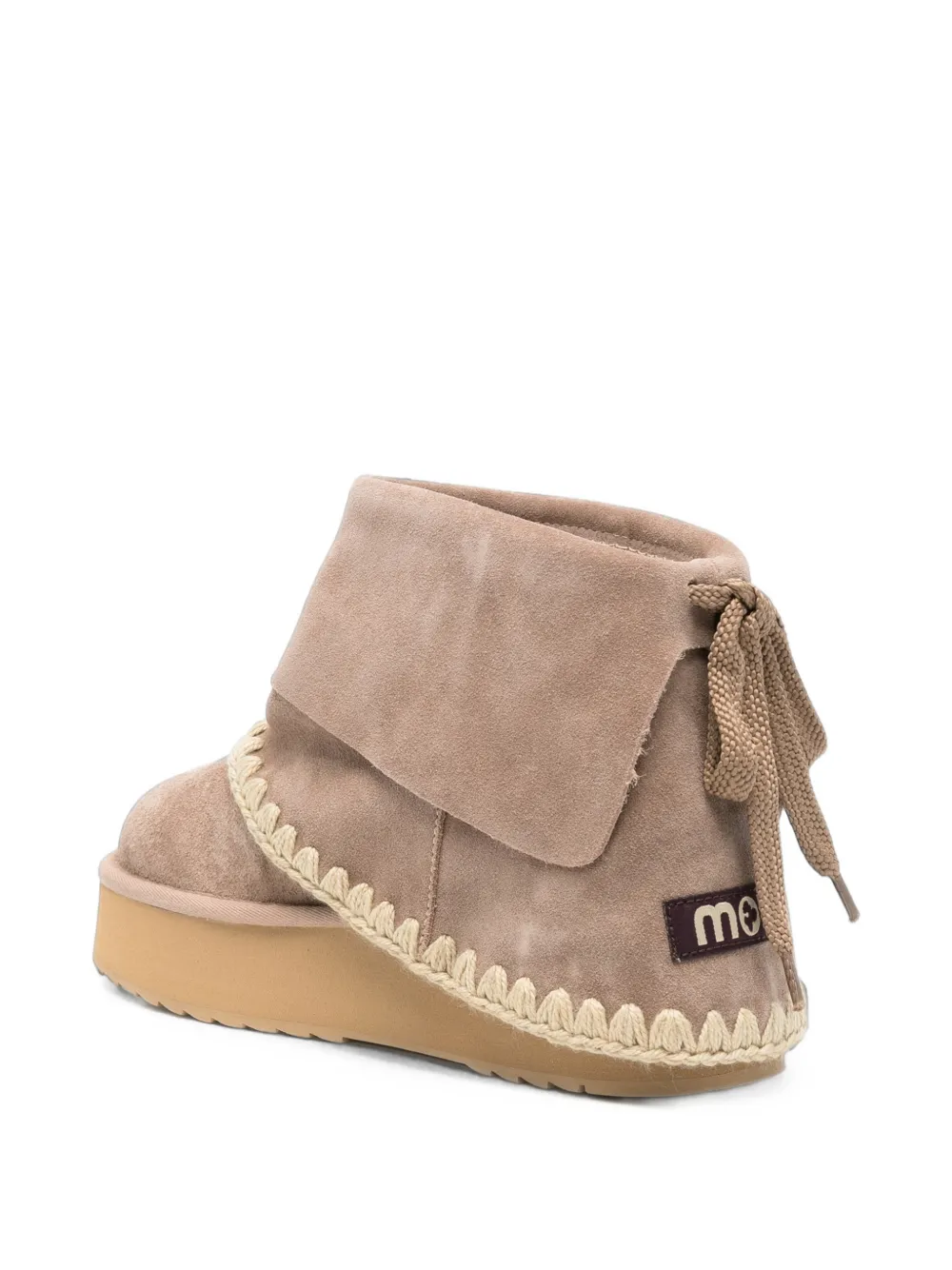Mou crochet-trim ankle boots Beige