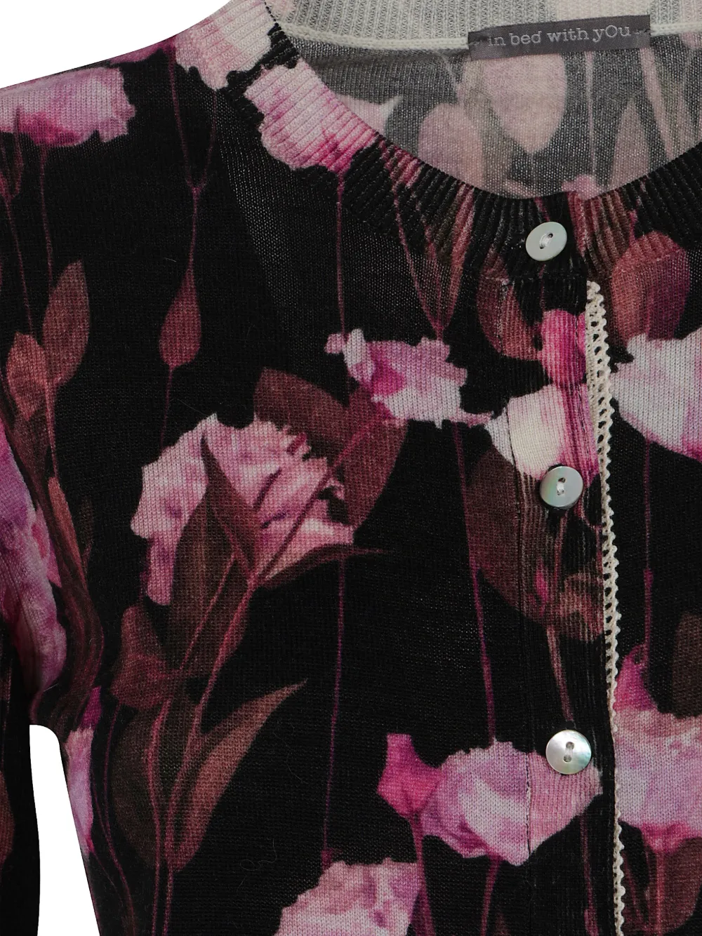 IN BED WITH YOU Vest met bloemen-print en geometrisch patroon Zwart