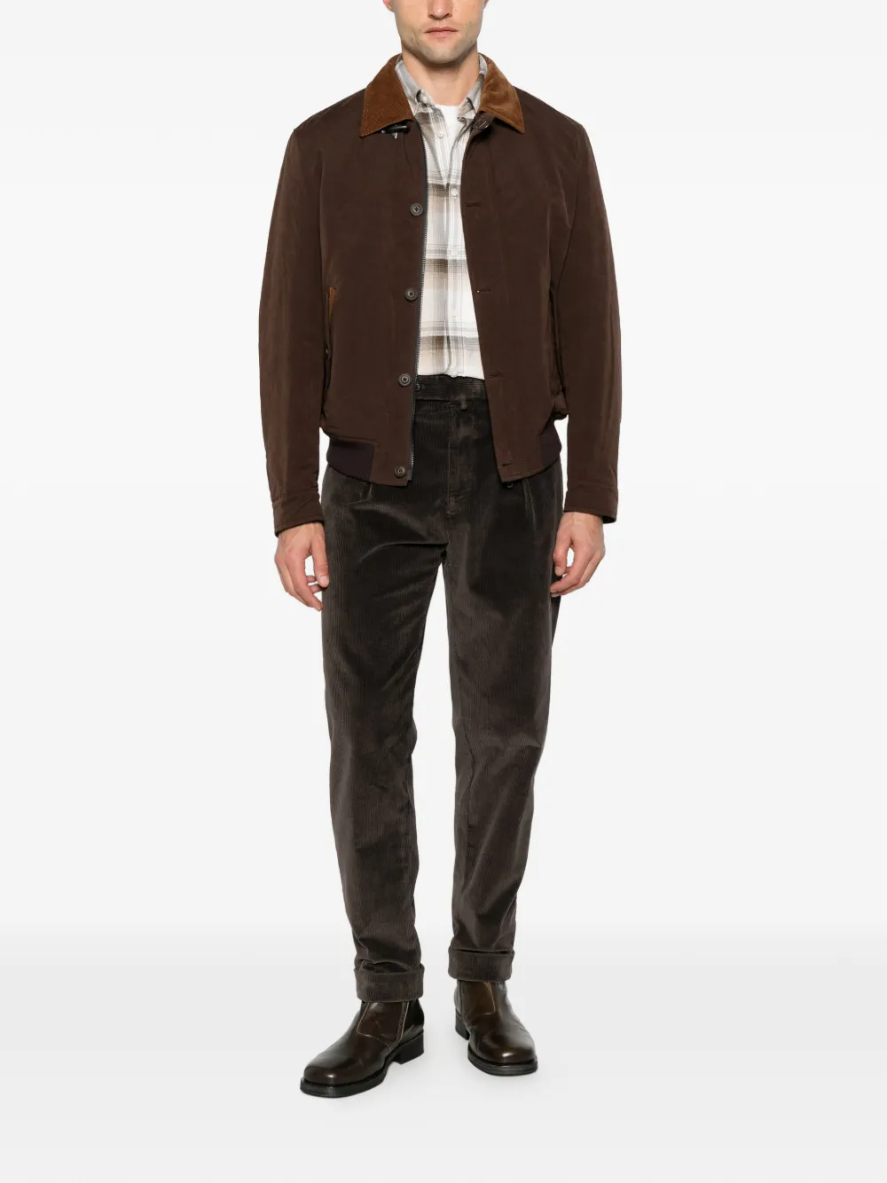 Fay corduroy-collar jacket Bruin