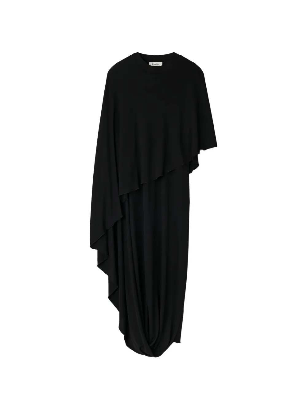 Rodebjer Kate Caped Asymmetrical Midi Dress In Black
