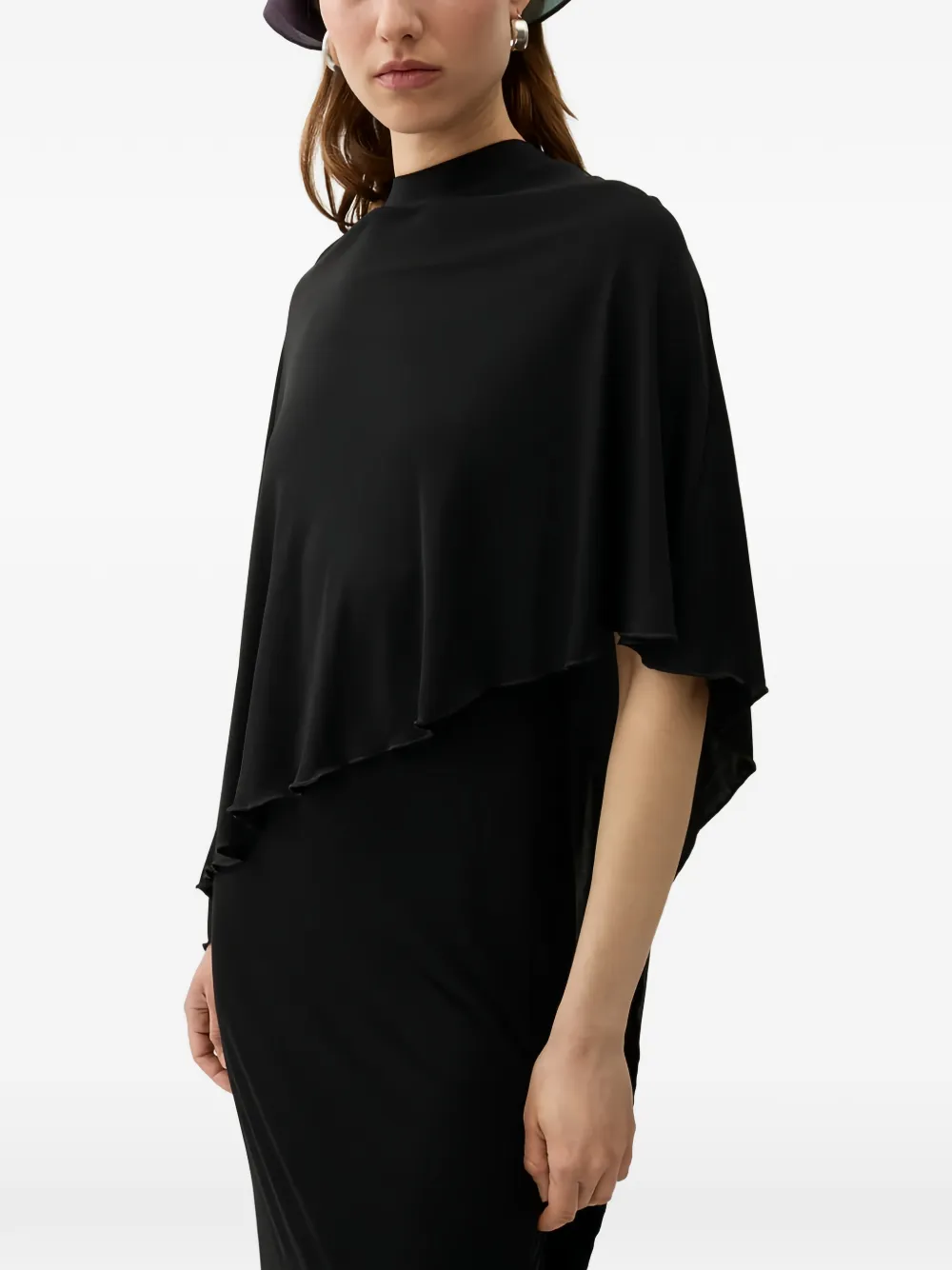 Rodebjer Kate asymmetrische midi-jurk met cape Zwart