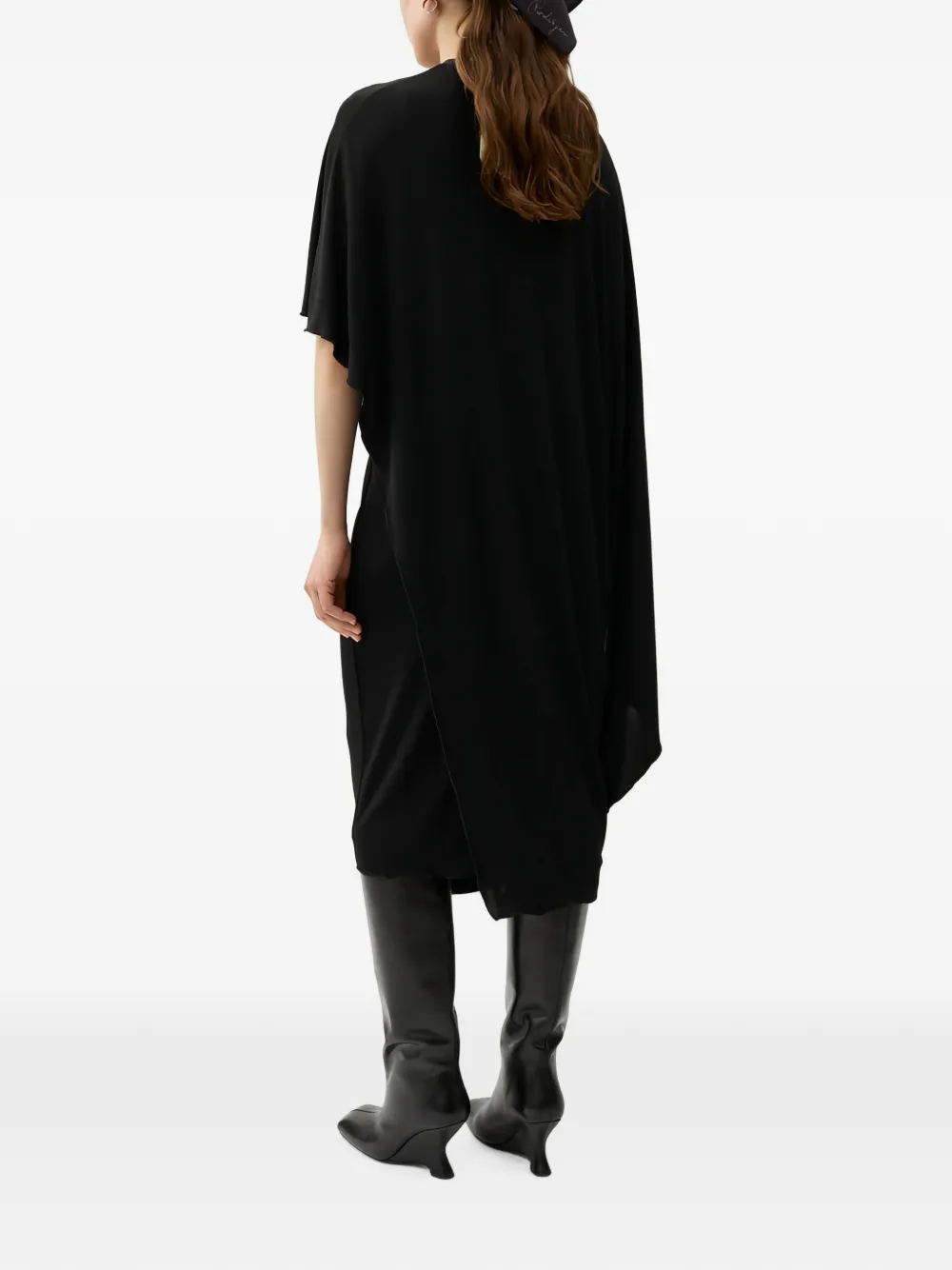 Rodebjer Kate asymmetrische midi-jurk met cape Zwart