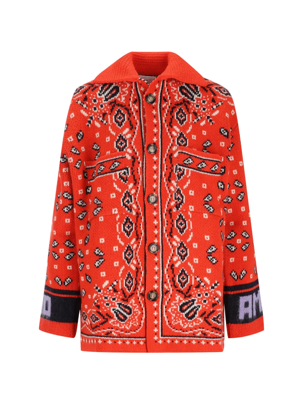 Giada Benincasa Soho intarsia-knit button-down cardigan - Rosso