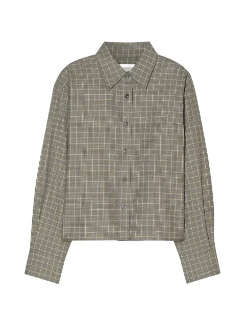 Closed checked cropped shirt