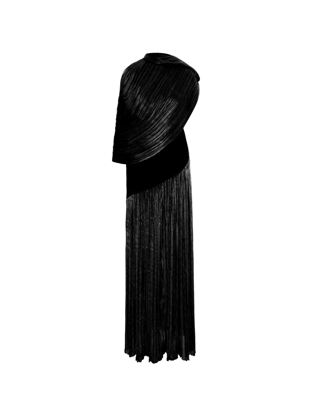 V:PM ATELIER Dusty pleated cape maxi dress