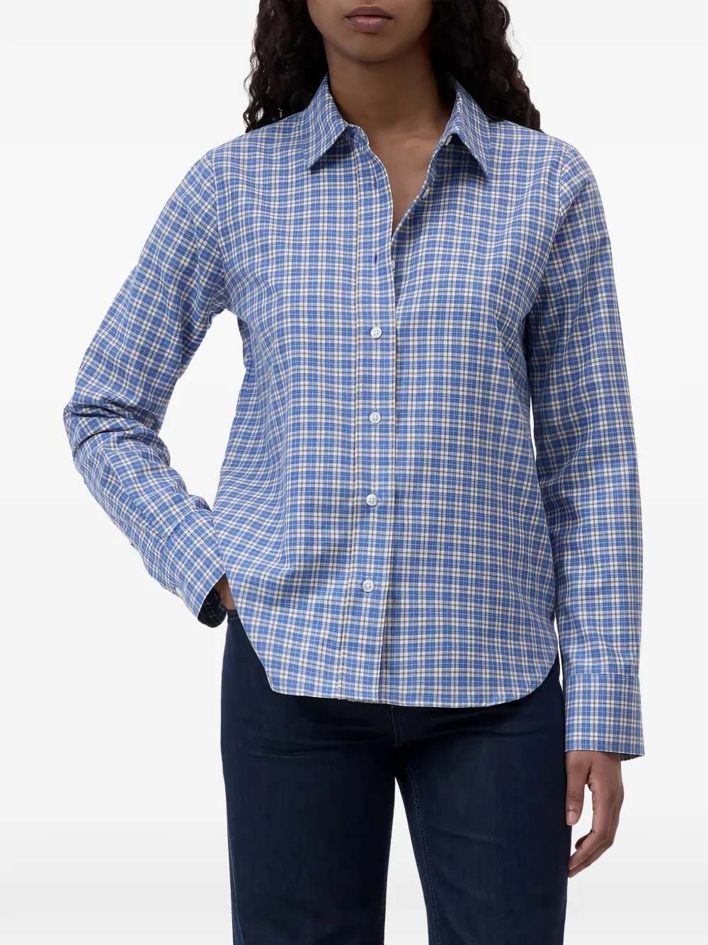 Closed Geruite blouse van katoen-twill Blauw