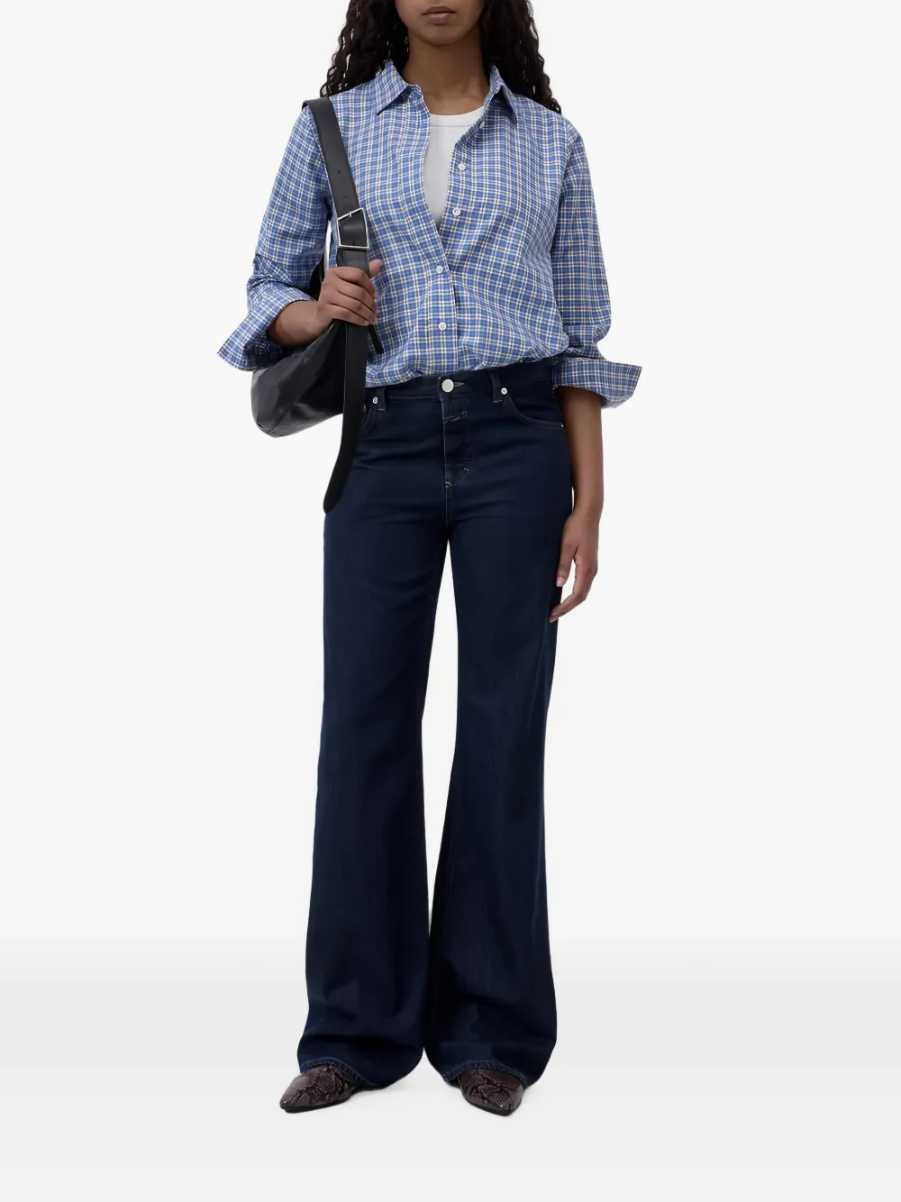 Closed Geruite blouse van katoen-twill Blauw