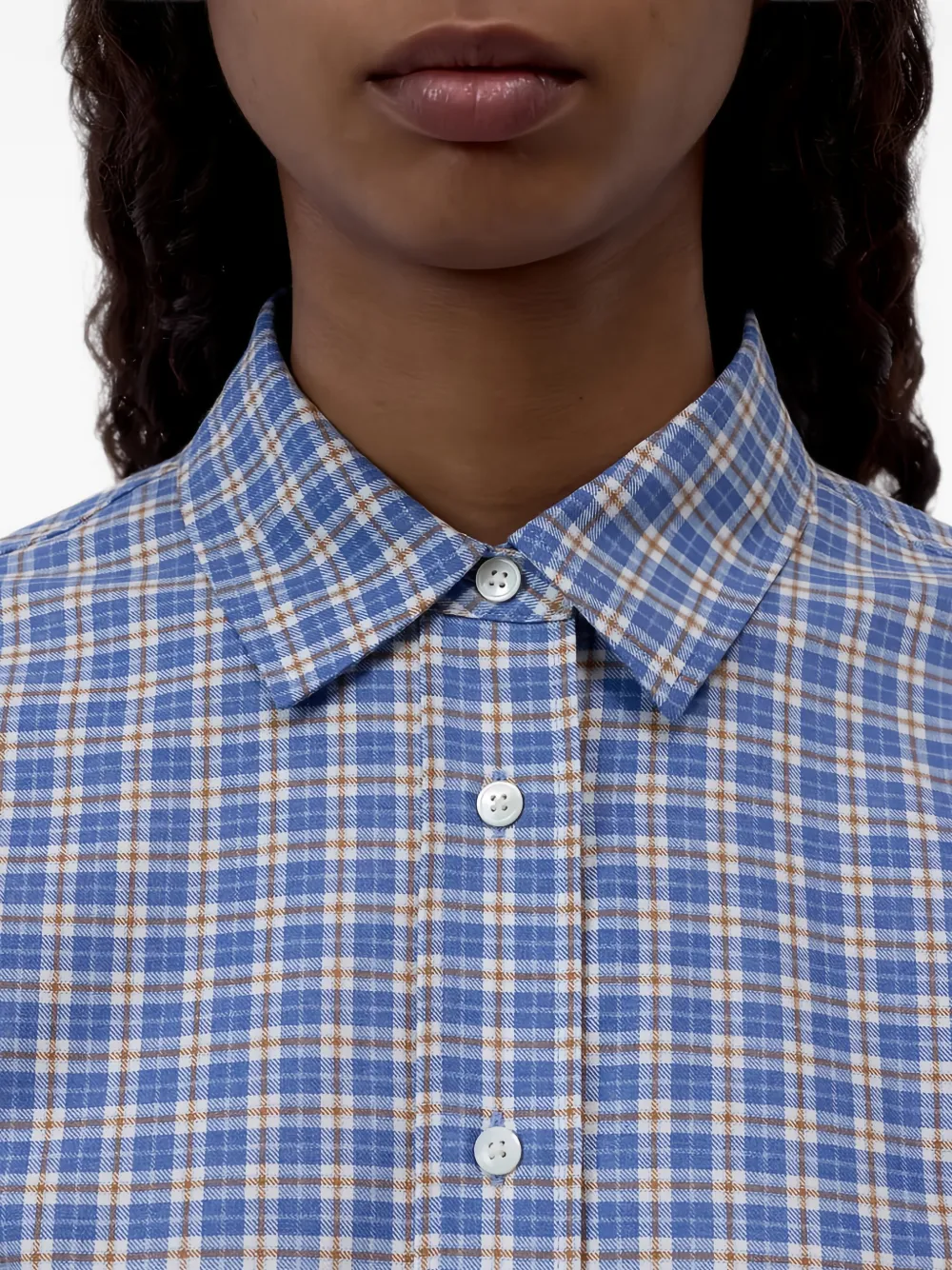 Closed Geruite blouse van katoen-twill Blauw