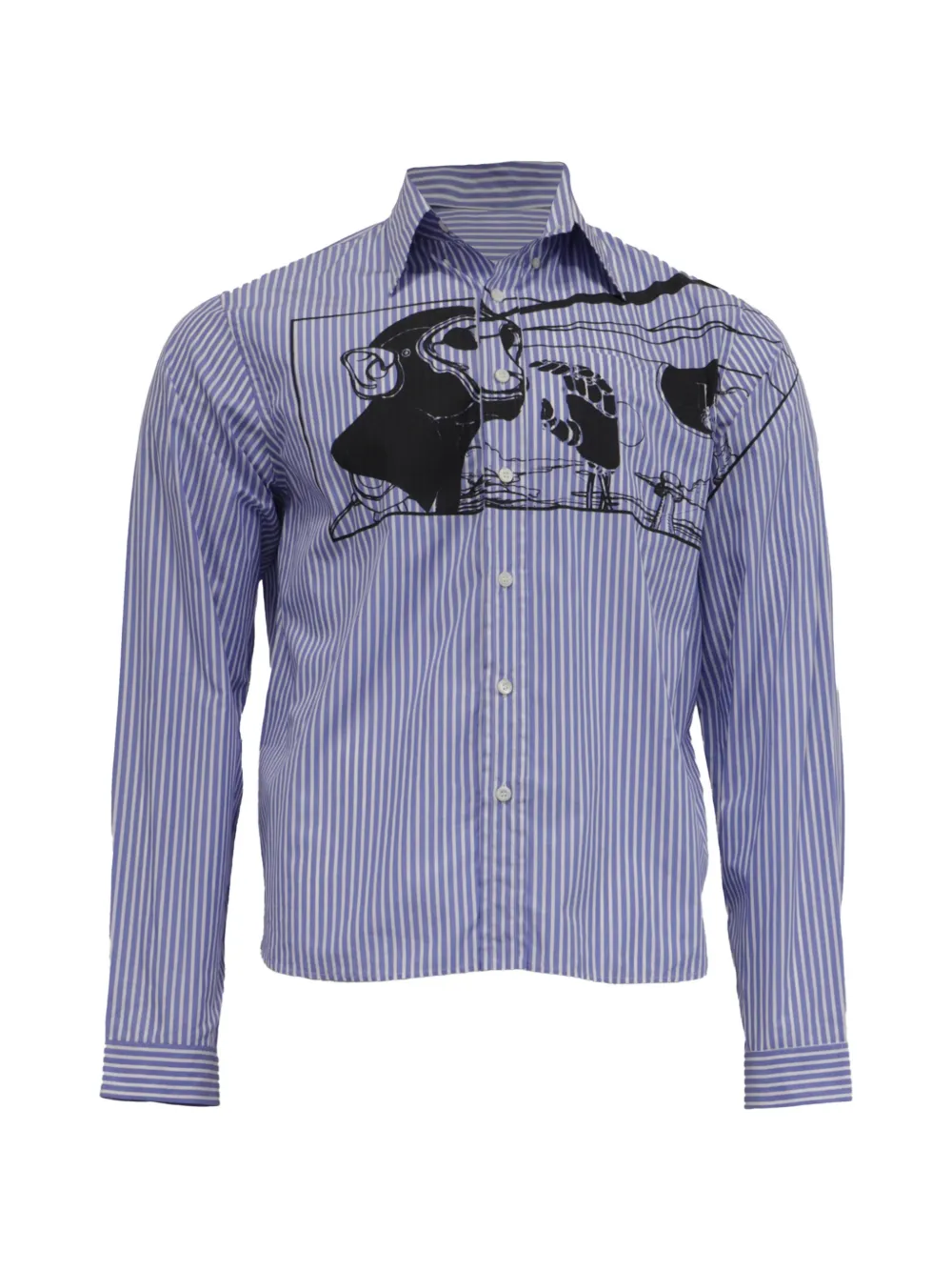 Prada Pre-Owned striped monkey-print shirt - Blu