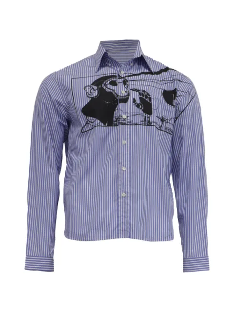 Prada Pre-Owned striped monkey-print shirt