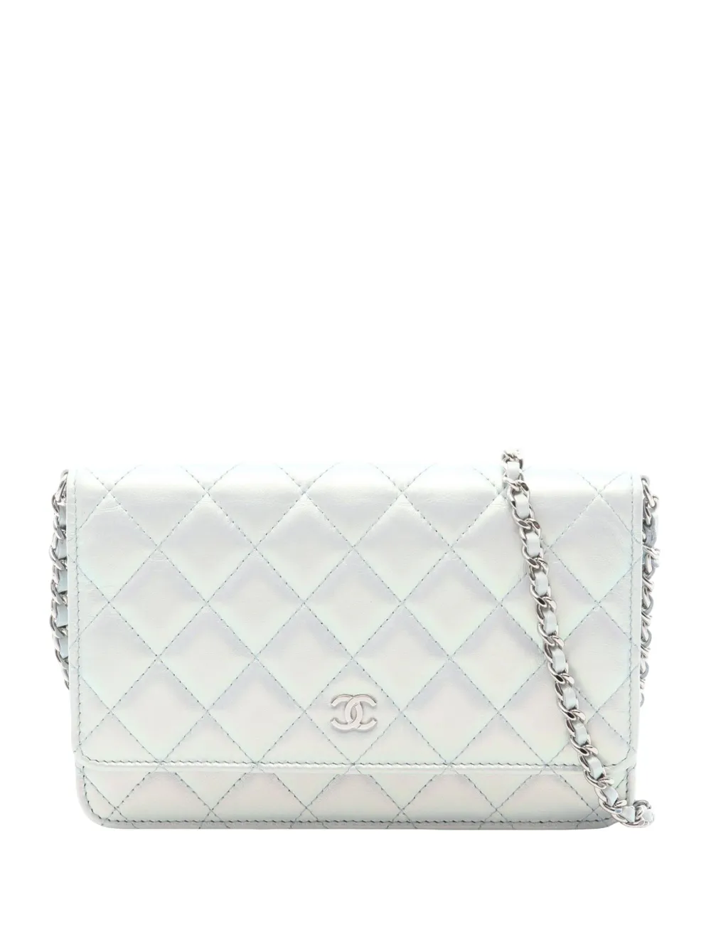 CHANEL Pre-Owned 2021-2026 CC Quilted Metallic Lambskin Wallet on Chain crossbody bag - Blu