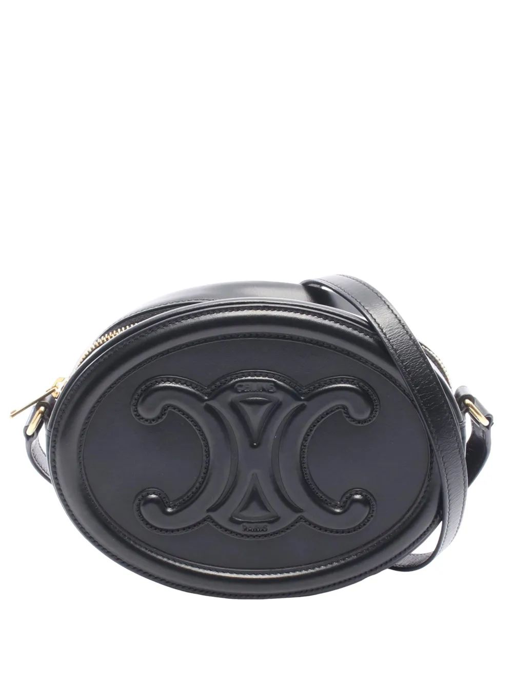 Celine Pre-Owned 2020-2026 Small Calfskin Cuir Triomphe Oval crossbody bag - Nero