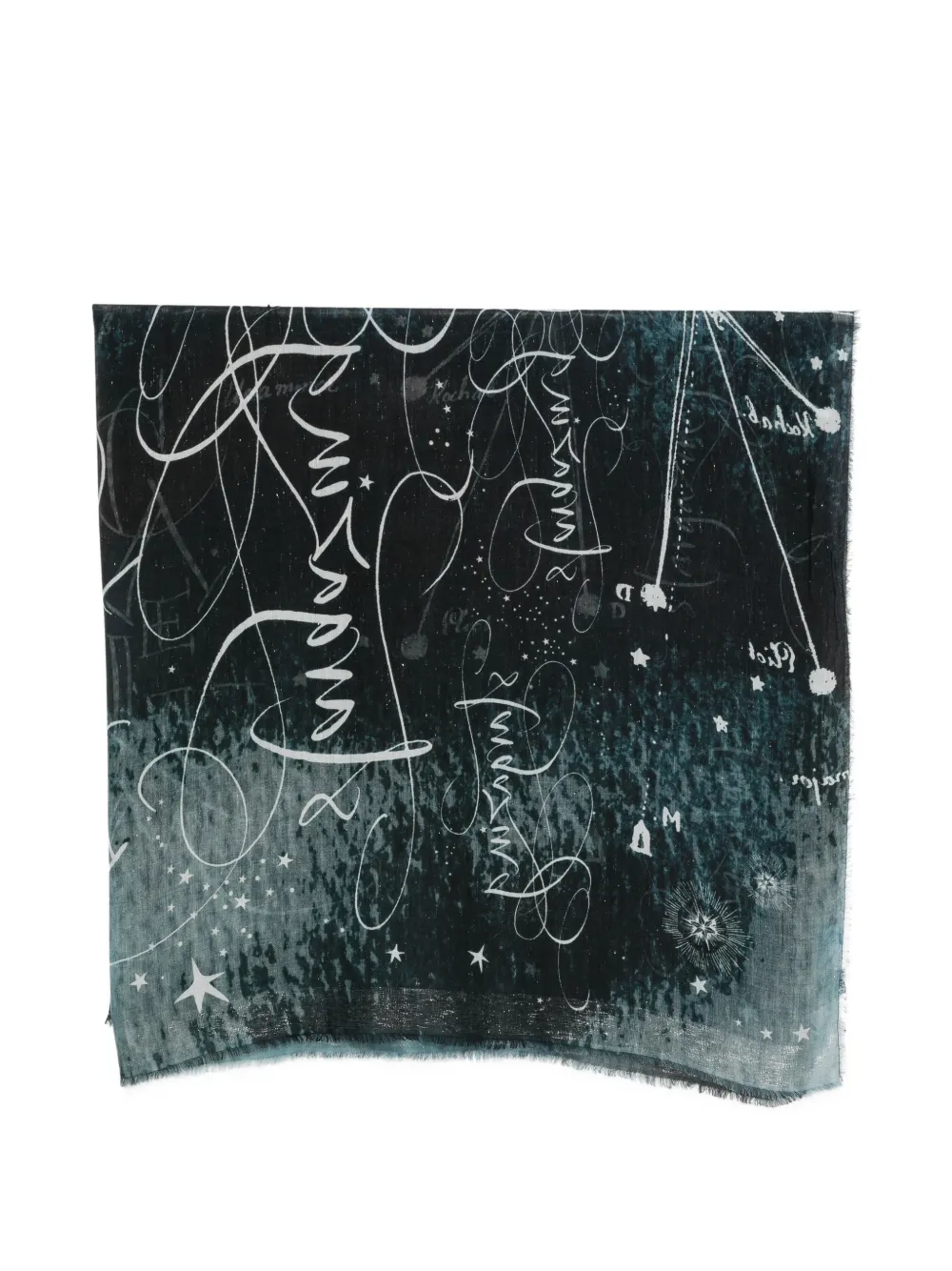 Faliero Sarti celestial-print frayed scarf - Nero