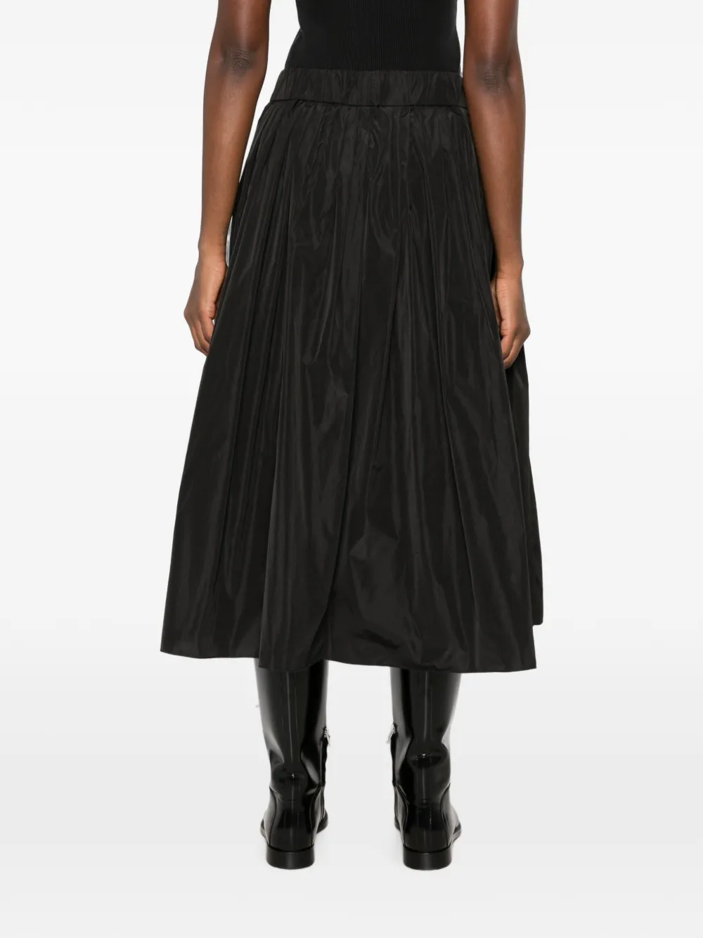 Susanne Bommer Pleated Silk-blend Skirt In Black
