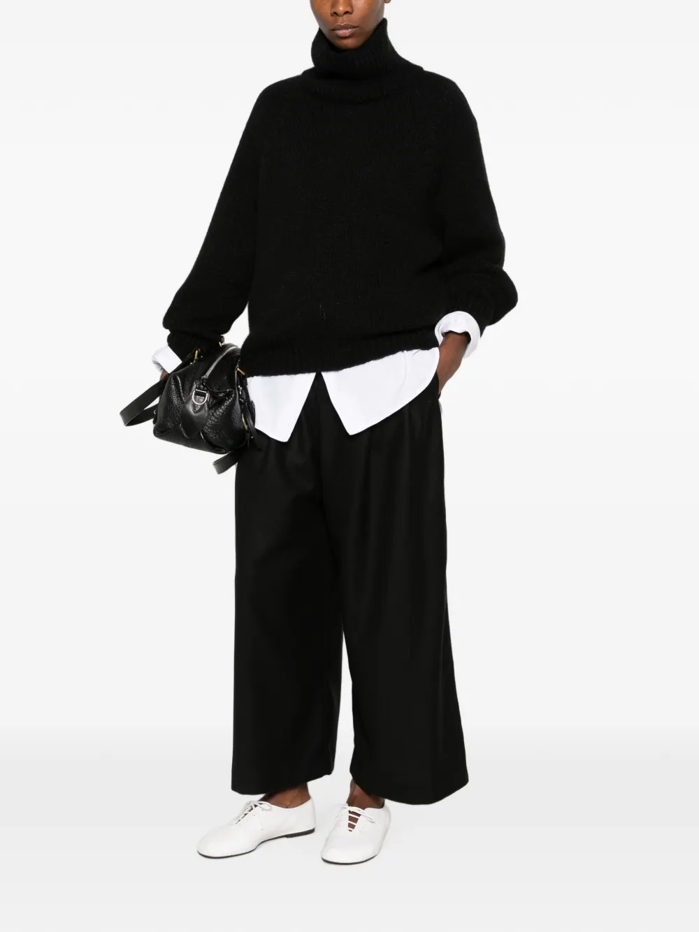 SUSANNE BOMMER Pantalon met wijde pijpen Zwart