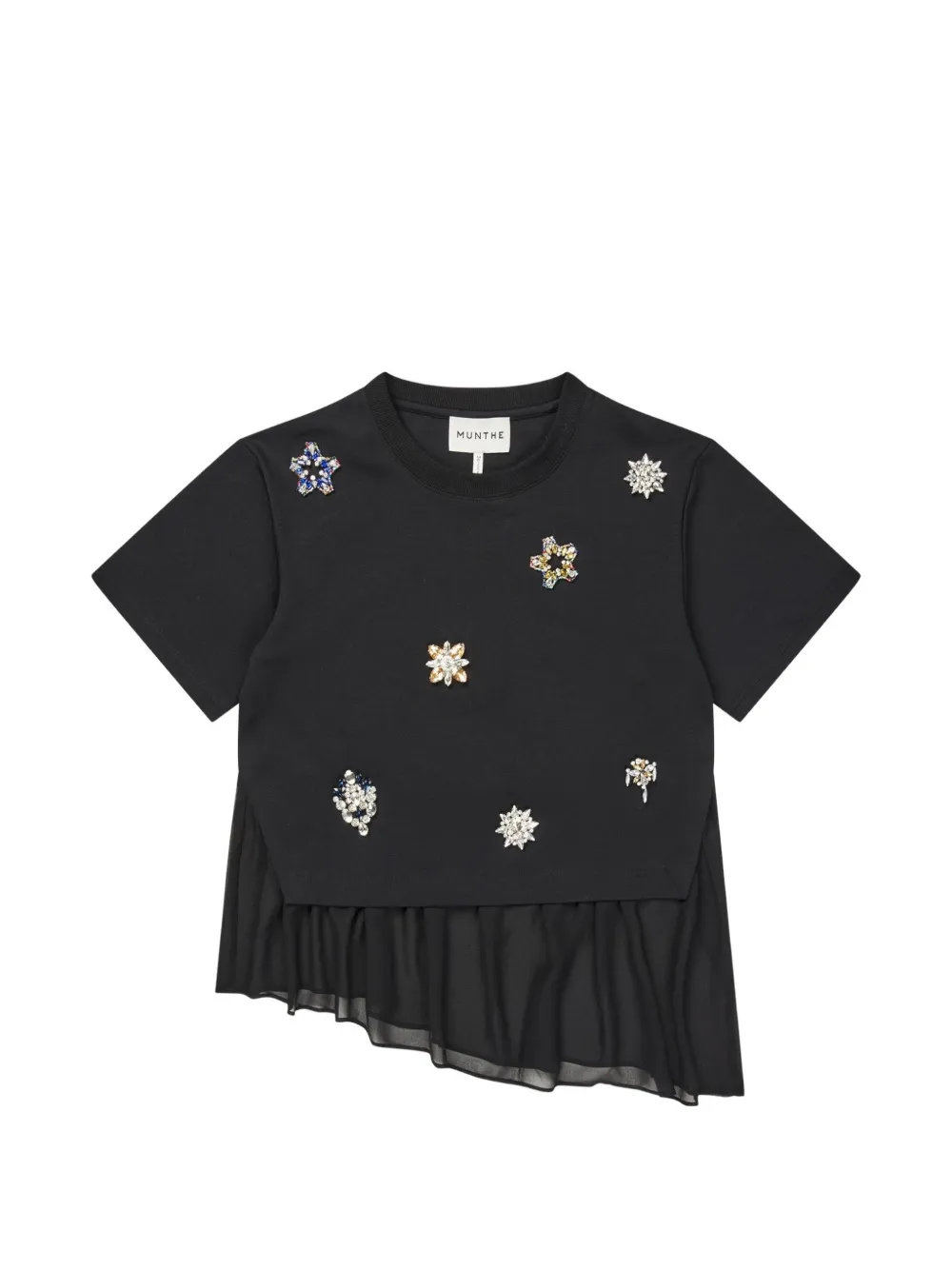 Munthe Vach Crystal-embellished Layered T-shirt In Black