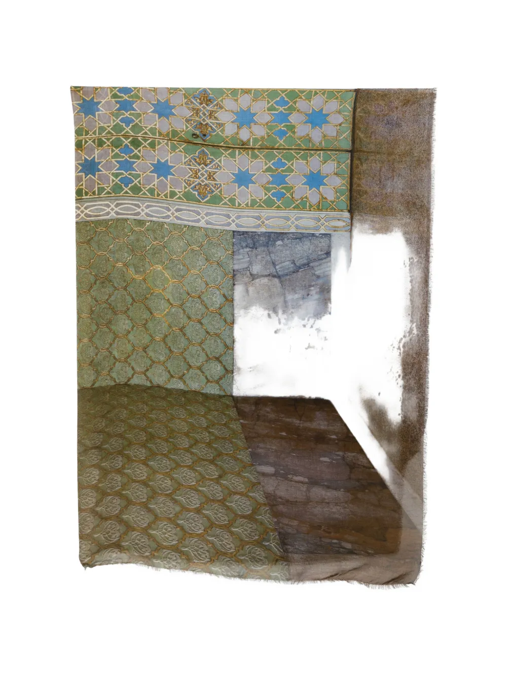 Monica Sarti graphic-print frayed scarf - Verde