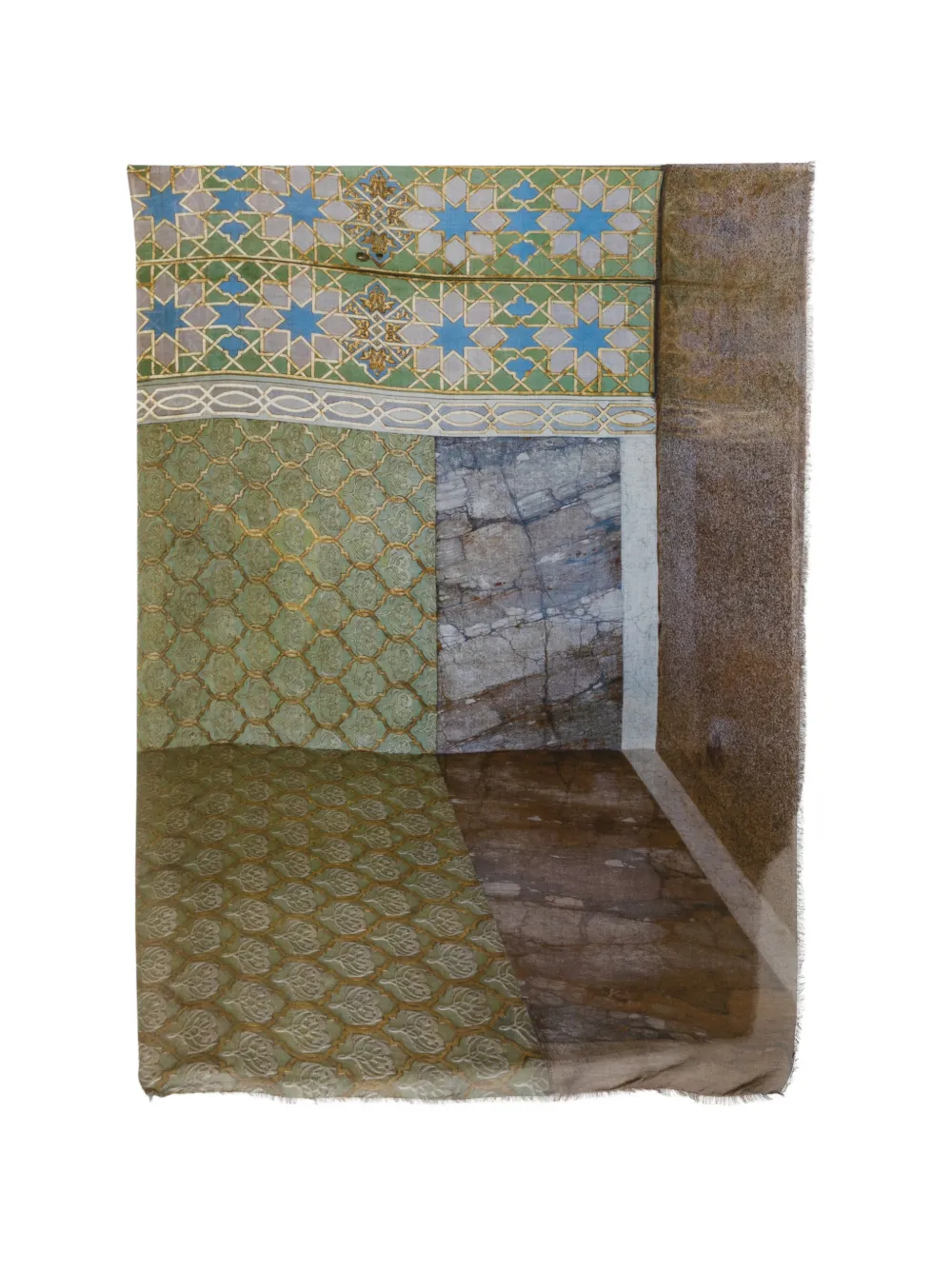 Monica Sarti graphic-print frayed scarf