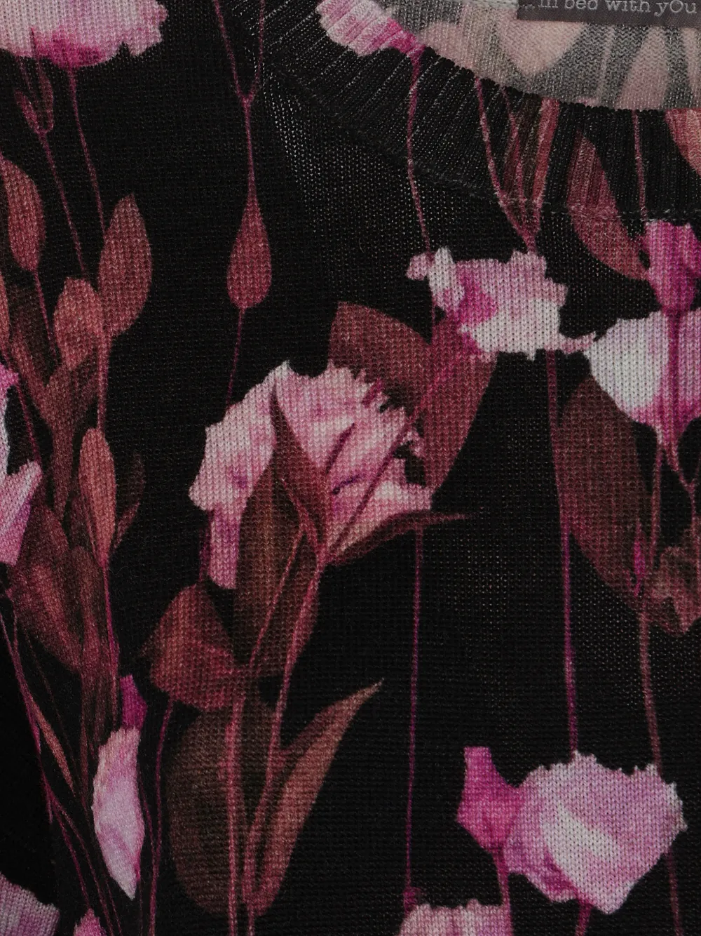 IN BED WITH YOU Trui met bloemenprint Zwart