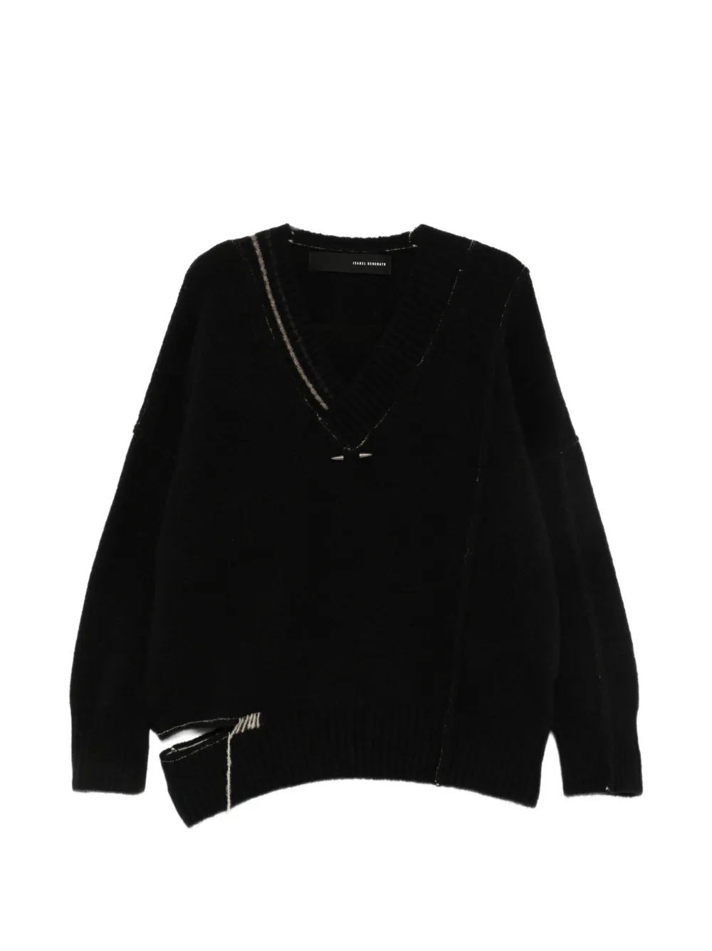 Isabel Benenato V-neck distressed sweater