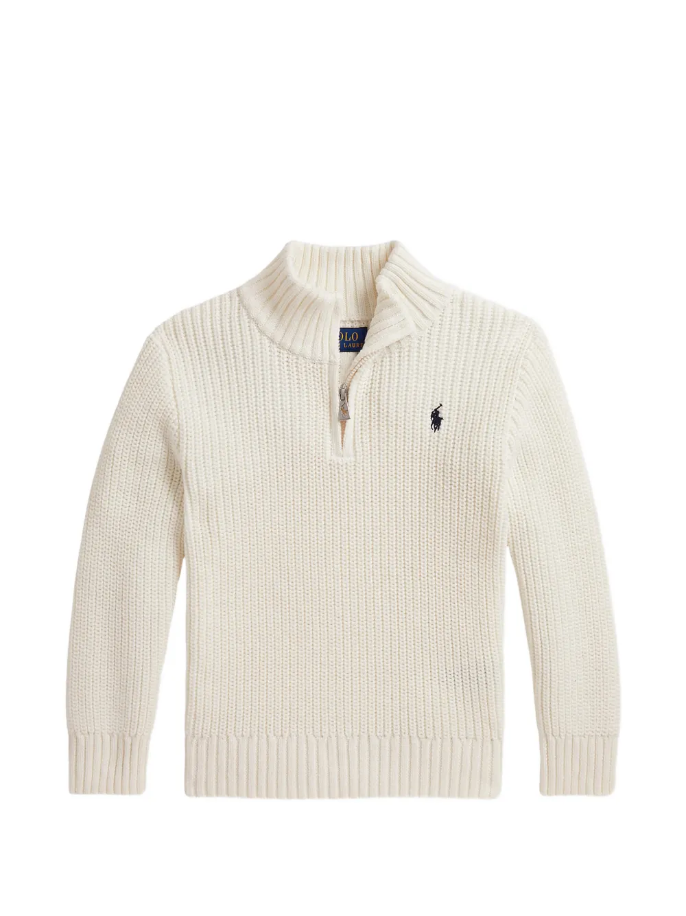 POLO RALPH LAUREN KIDS quarter-zip rib-knit sweater - Toni neutri