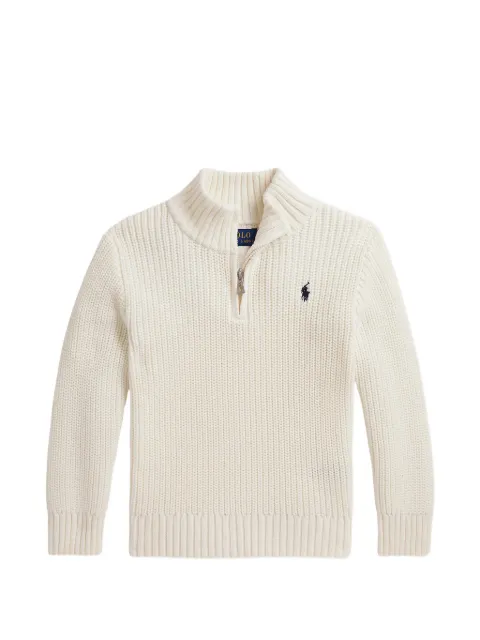 POLO RALPH LAUREN KIDS pull en maille côtelée à col zippé