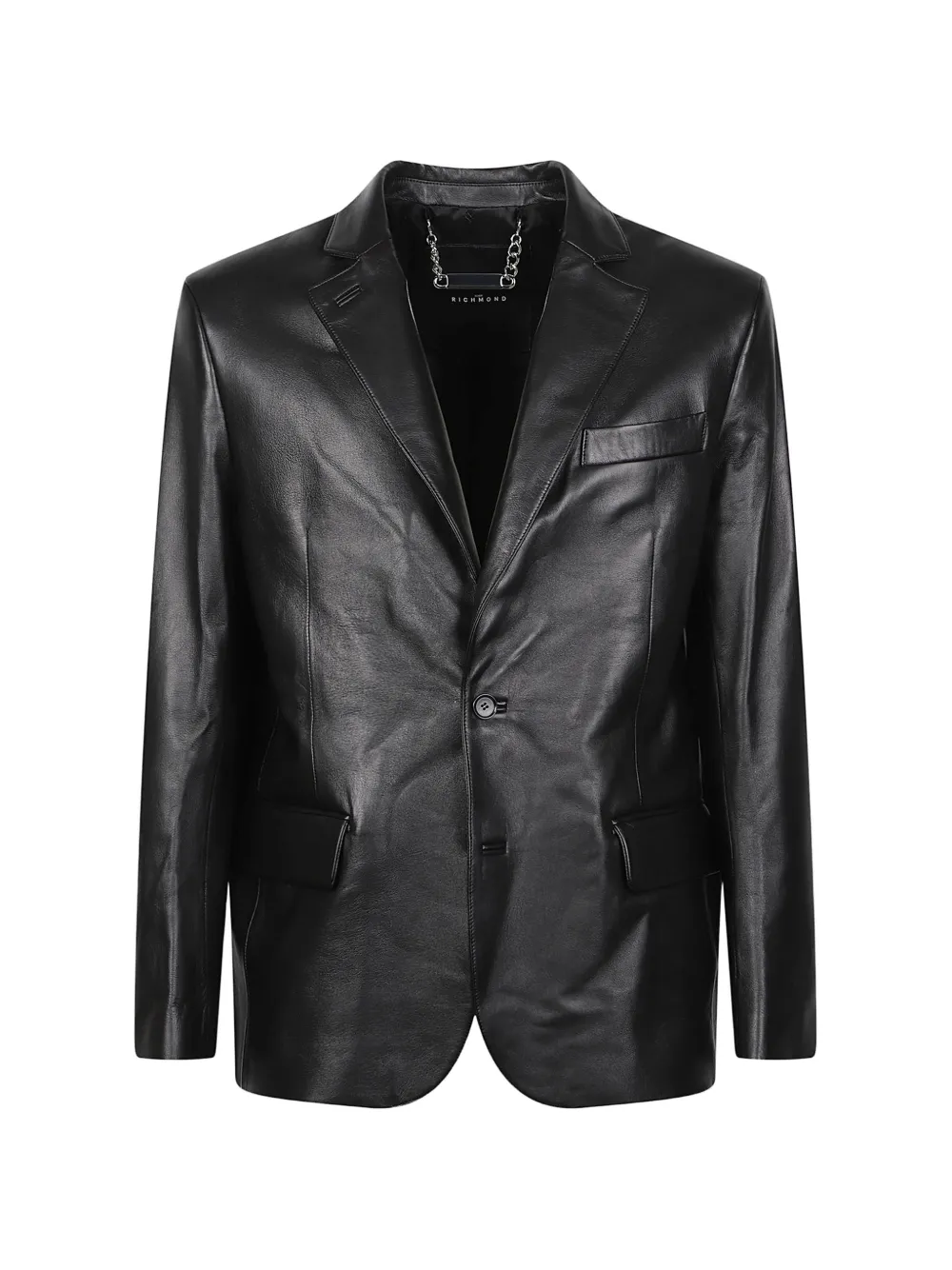 John Richmond single-breasted leather blazer - Nero