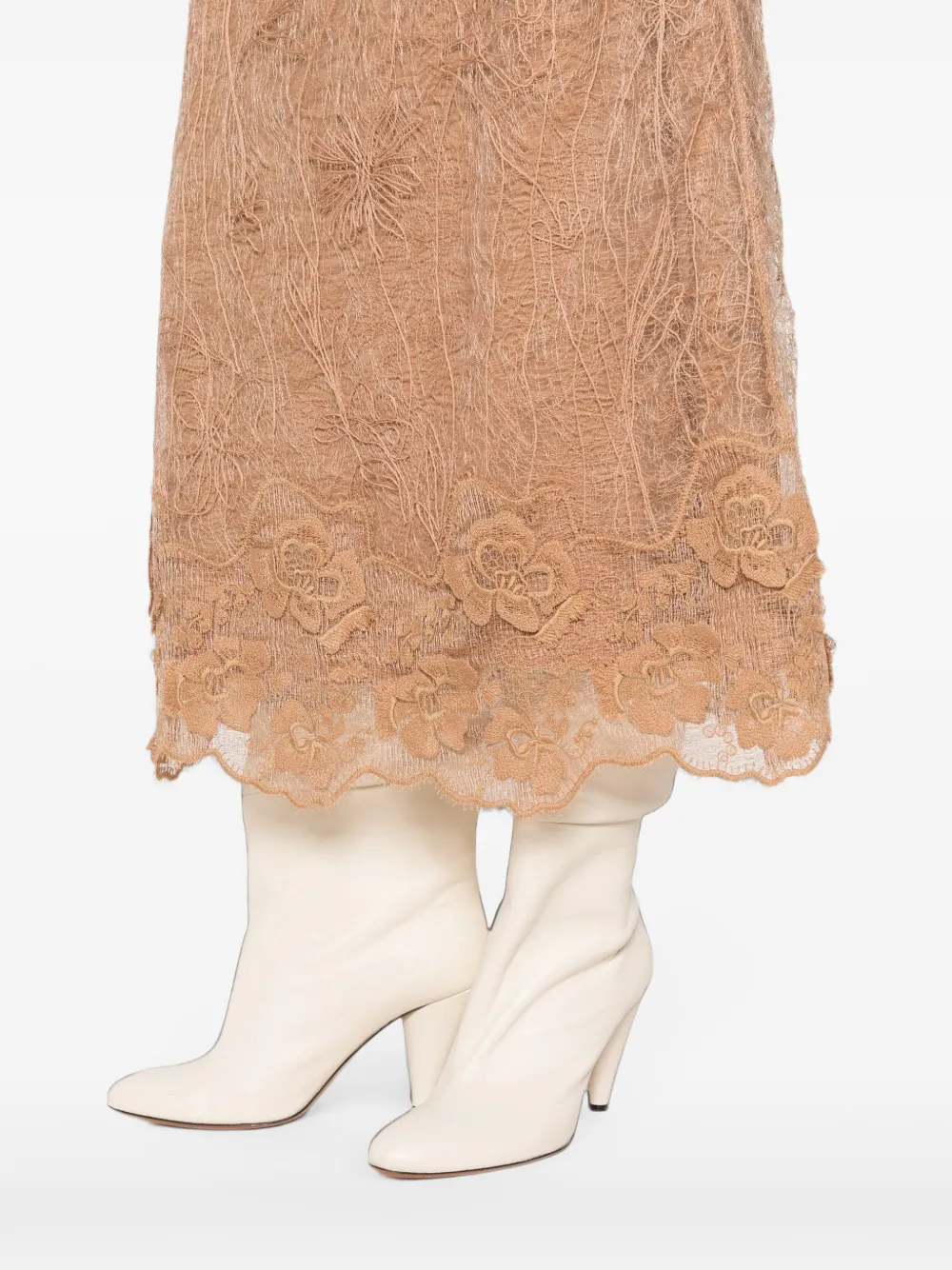 Fabiana Filippi Midi-rok met bloemenkant Beige