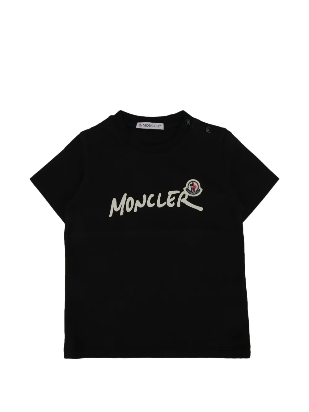 Moncler Enfant T-shirt met knoopsluiting en logoprint Zwart