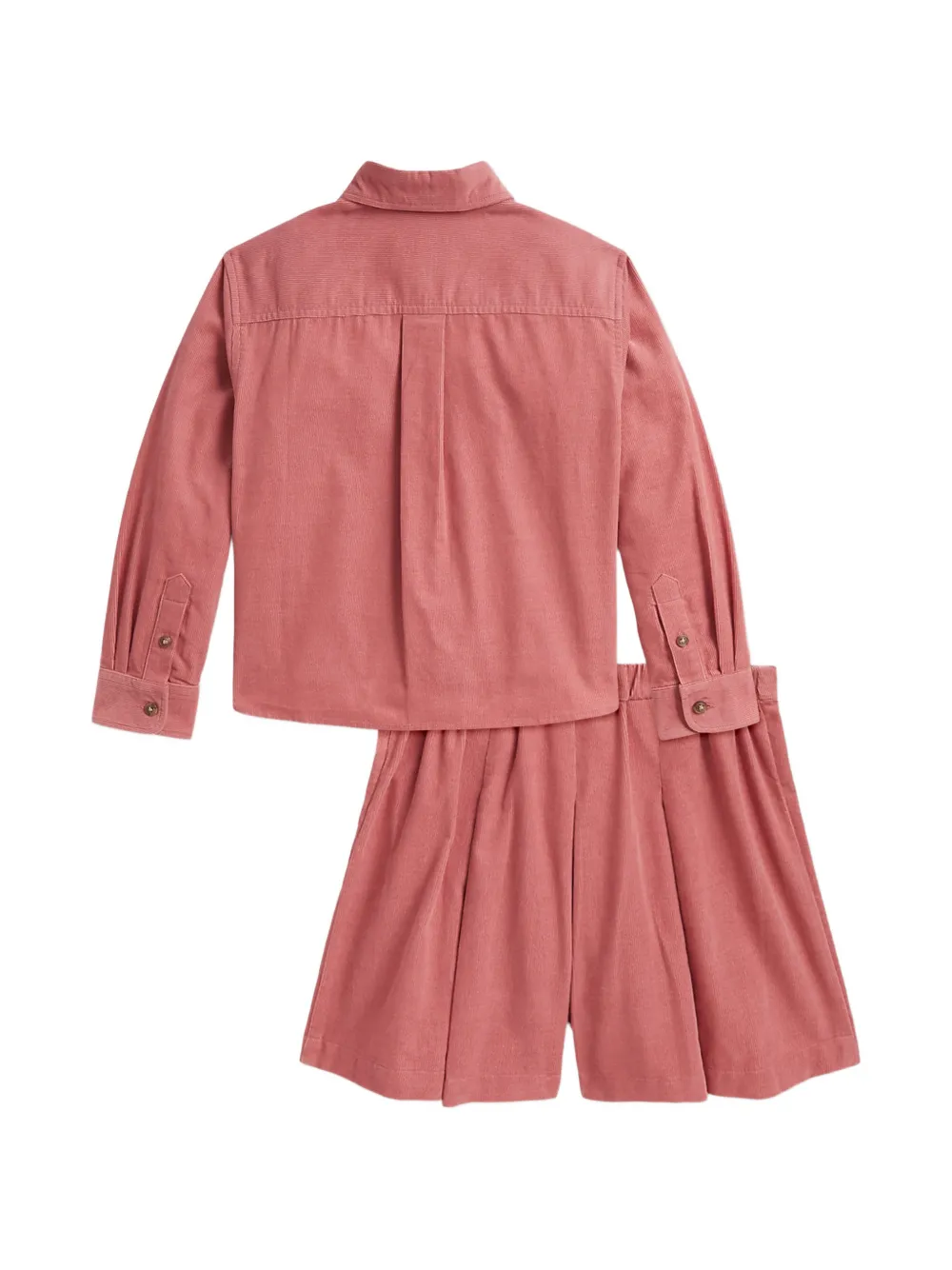 POLO RALPH LAUREN KIDS Ribfluwelen shortsset Roze