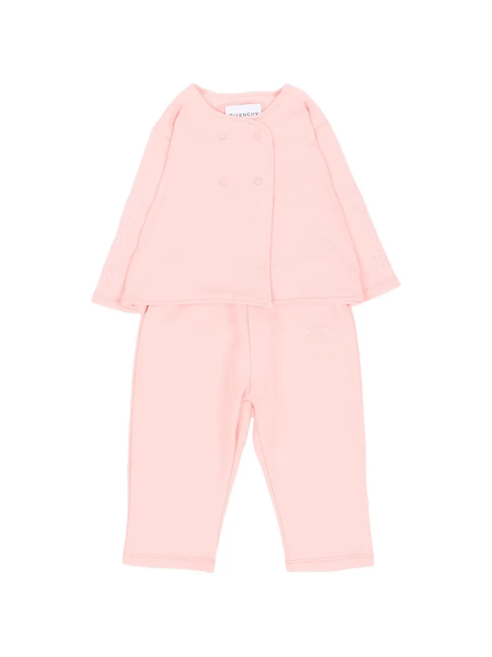 Givenchy Kids floral-embroidered double-breasted tracksuit (set of two) - Rosa