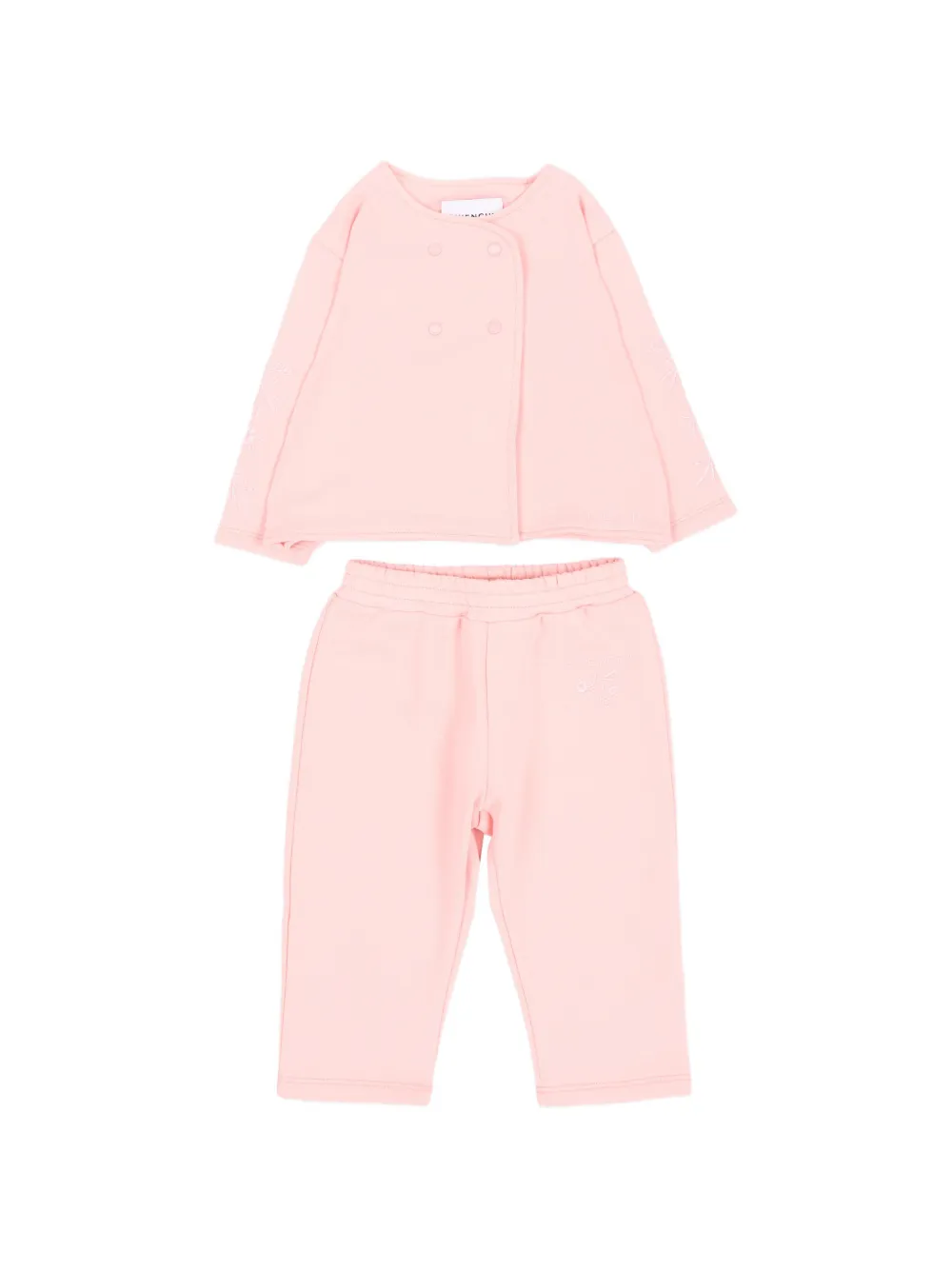 Givenchy Kids floral-embroidered double-breasted tracksuit (set of two) Roze
