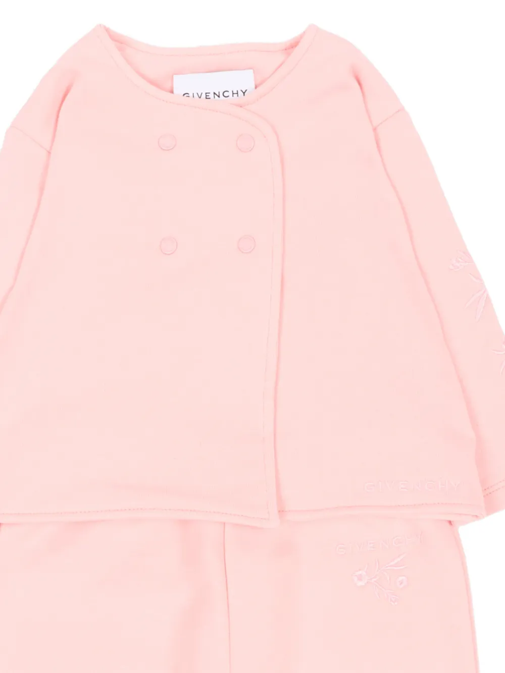 Givenchy Kids floral-embroidered double-breasted tracksuit (set of two) Roze