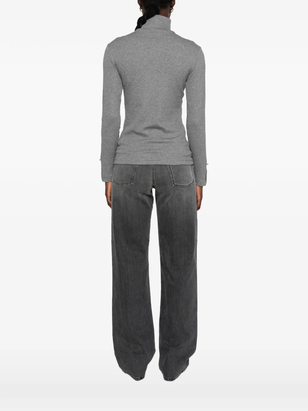 Fabiana Filippi T-shirt met col en knoopmanchetten Grijs