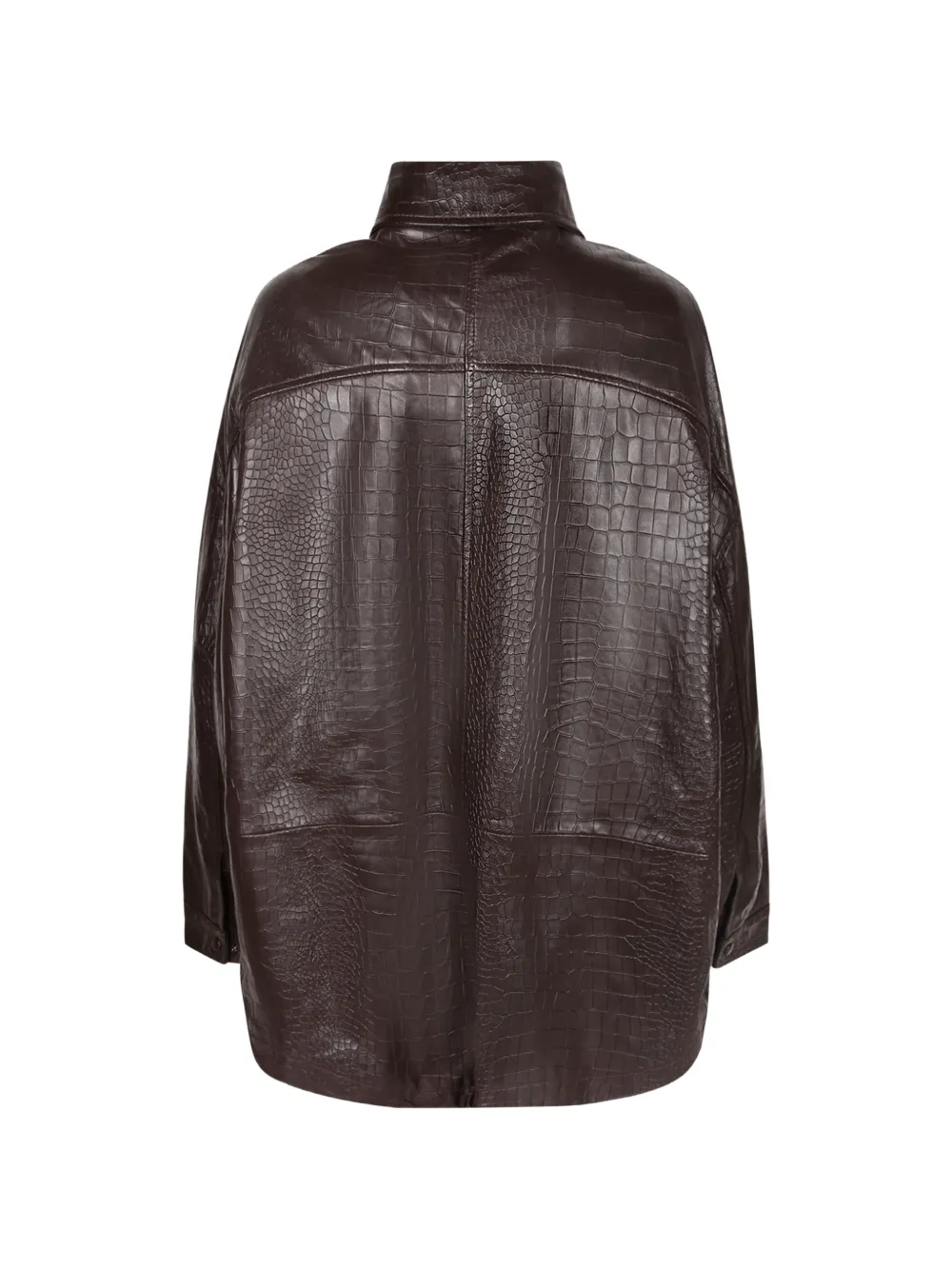 Federica Tosi 100% leren shirtjack met kokosnootprint Bruin