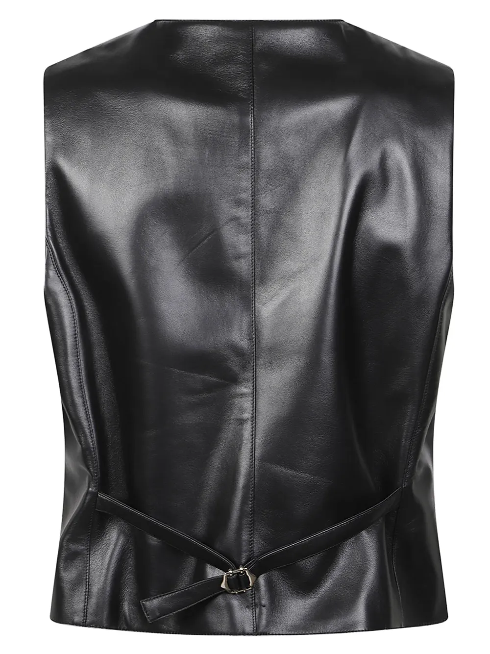 John Richmond leather waistcoat Zwart