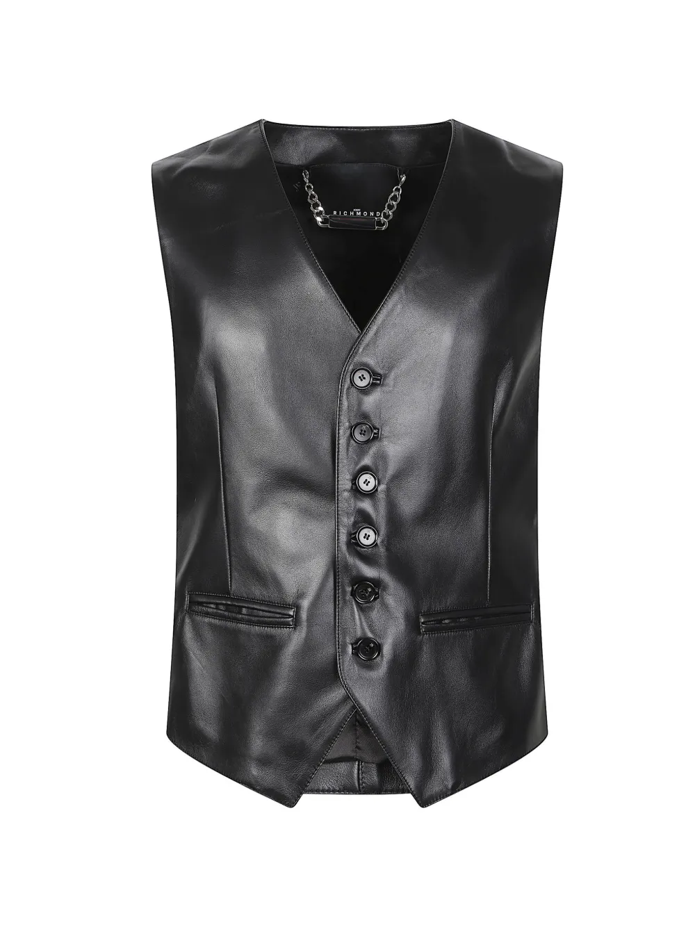 John Richmond leather waistcoat - Nero