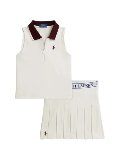 POLO RALPH LAUREN KIDS logo-embroidered pleated skirt