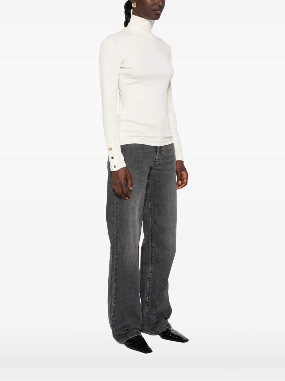 Fabiana Filippi T-shirt met col en manchetten met knopen Beige