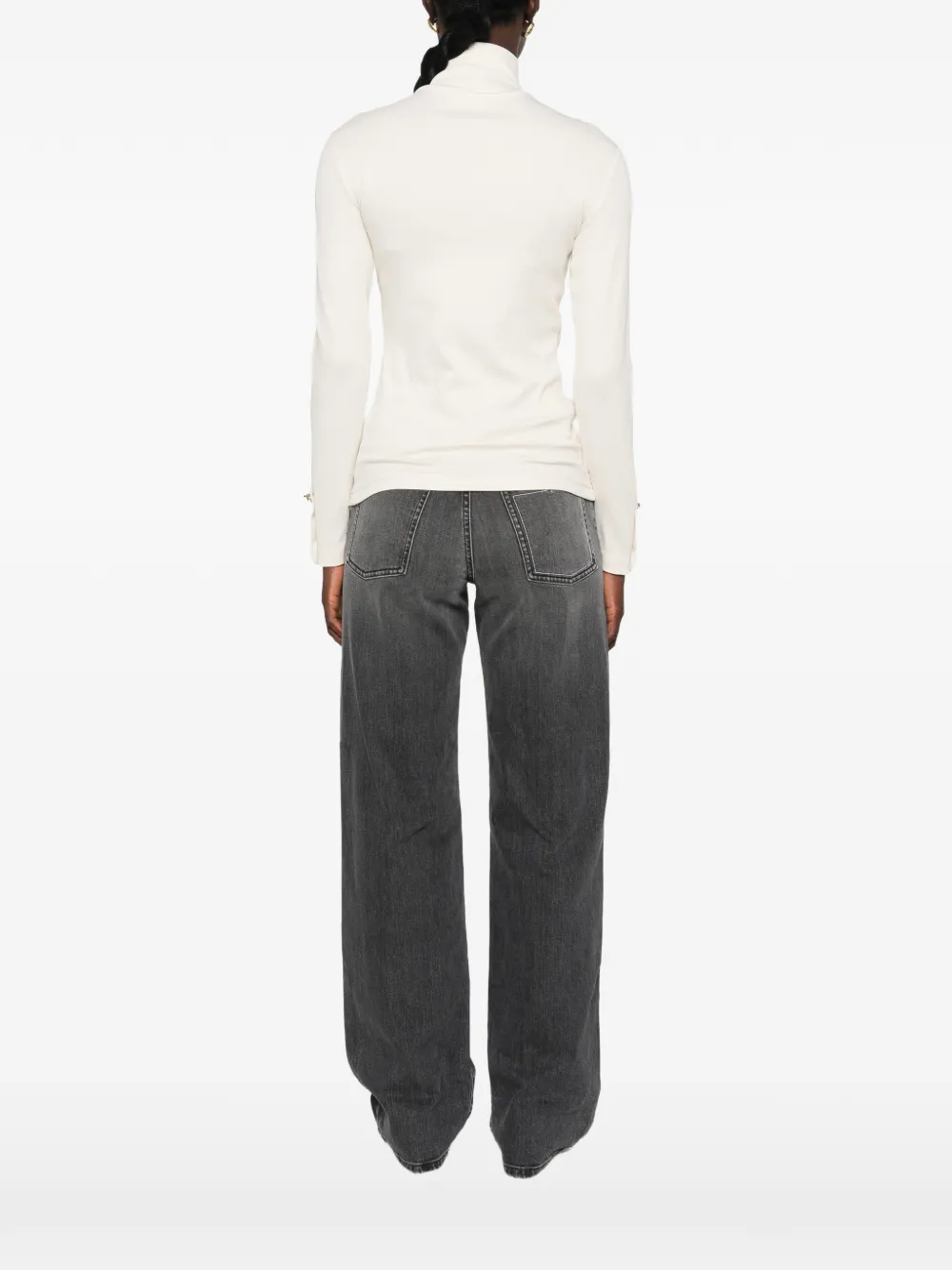 Fabiana Filippi T-shirt met col en manchetten met knopen Beige