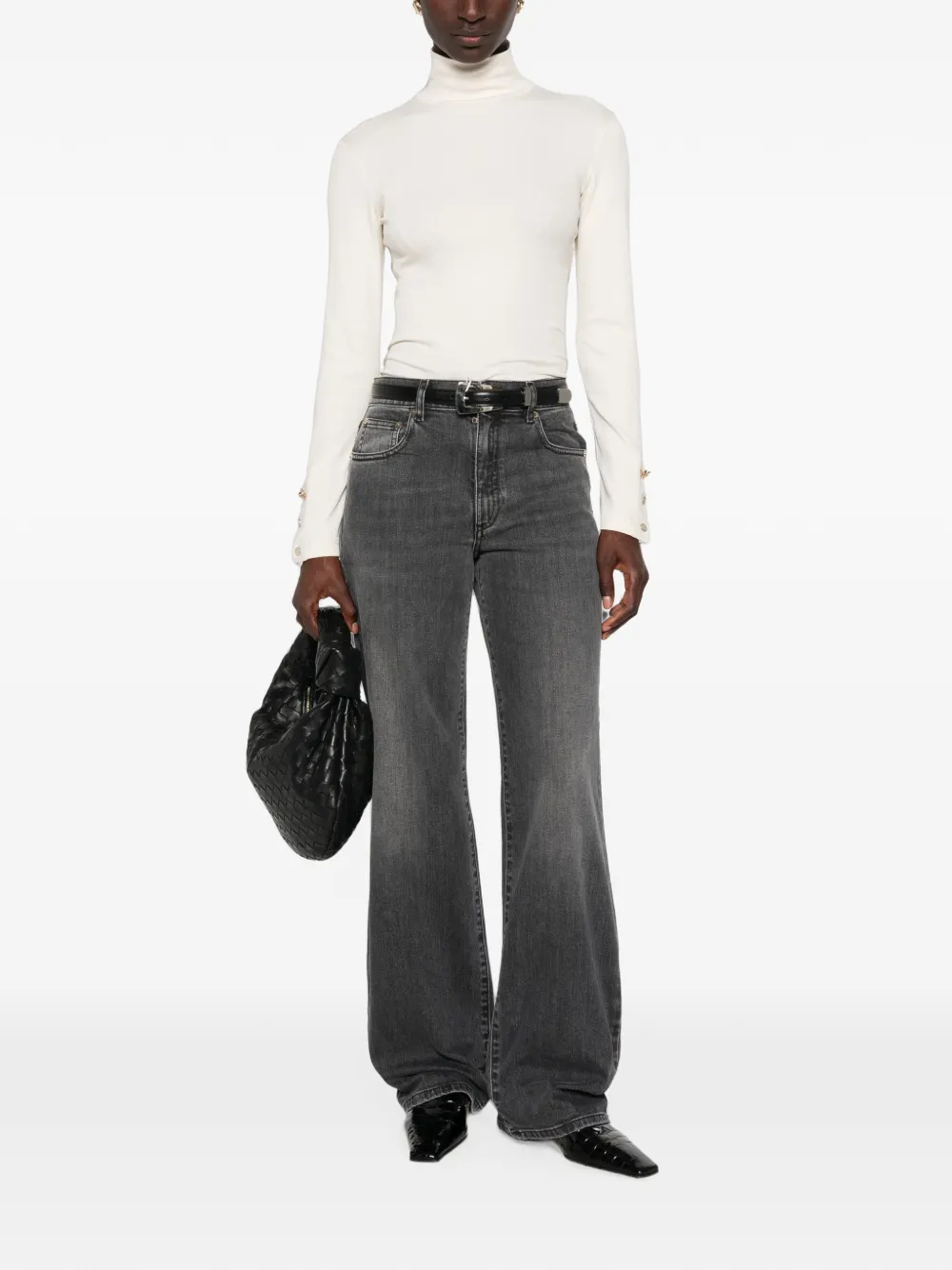 Fabiana Filippi T-shirt met col en manchetten met knopen Beige