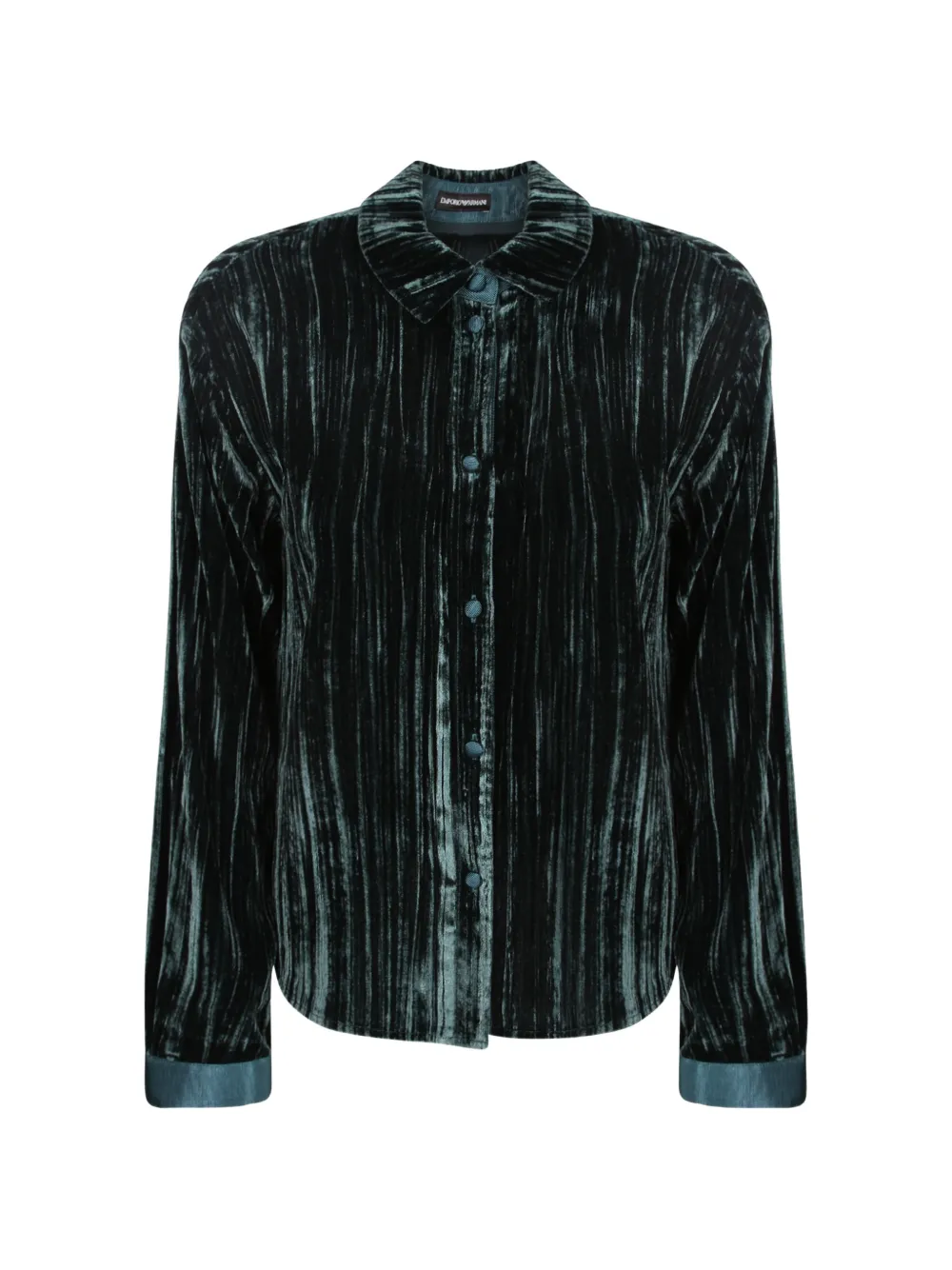 Emporio Armani plissé-effect velvet shirt - Verde